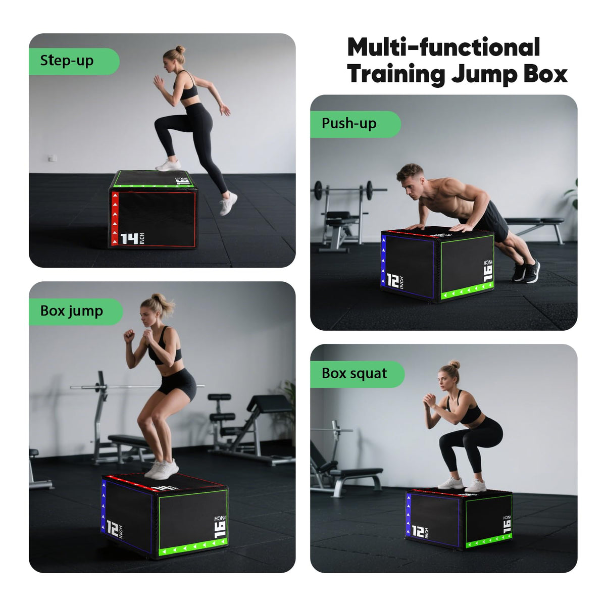 FAHKNS 3 in 1 Foam Plyometric Jump Box,Plyo Box High-Density,EPE Foam Core PVC Leather Cover Non Slip,Jumps Exercise for Home Gym Training Fitness