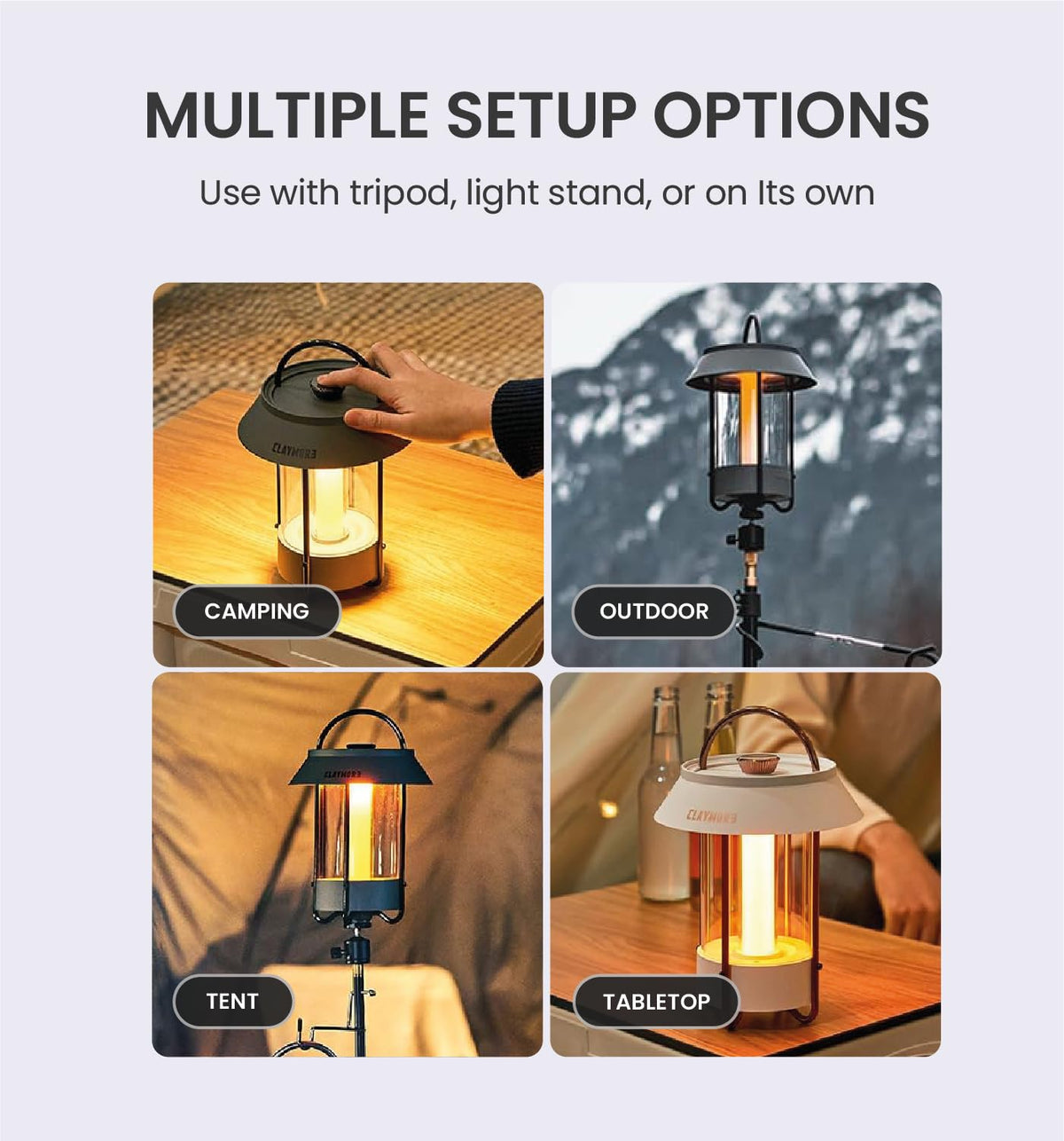 CLAYMORE Selene Lamp (Dark Gray) - Aesthetic Portable Outdoor Lamp, 4 Mood Lights, 6,700mAh Rechargeable, 660 Lumens, Waterproof. Halloween Decor, Camping, Glamping, Parties, Tents, and Backyards.