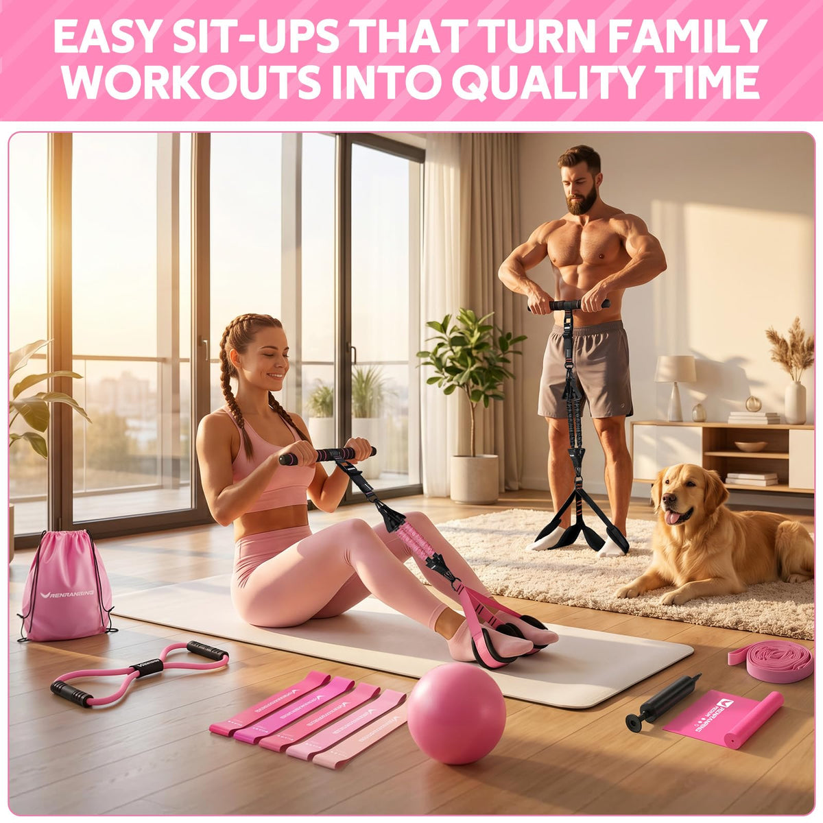 2026 Upgraded Pedal Resistance Bands with Handles, 14-in-1 Multifunction Exercise Bands & Pilates Kit Fitness Equipment Set for Core/ABS, Slimming Training & Physical Therapy