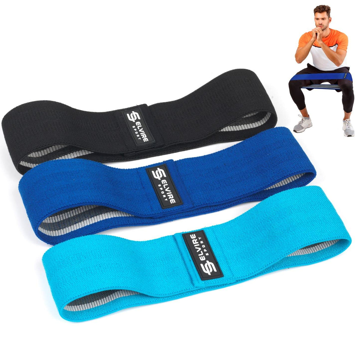 Elvire Fabric Resistance Bands for Working Out, Exercise Set of 3, Booty Band for Women, Workout Loops for Legs, Glutes, Squats