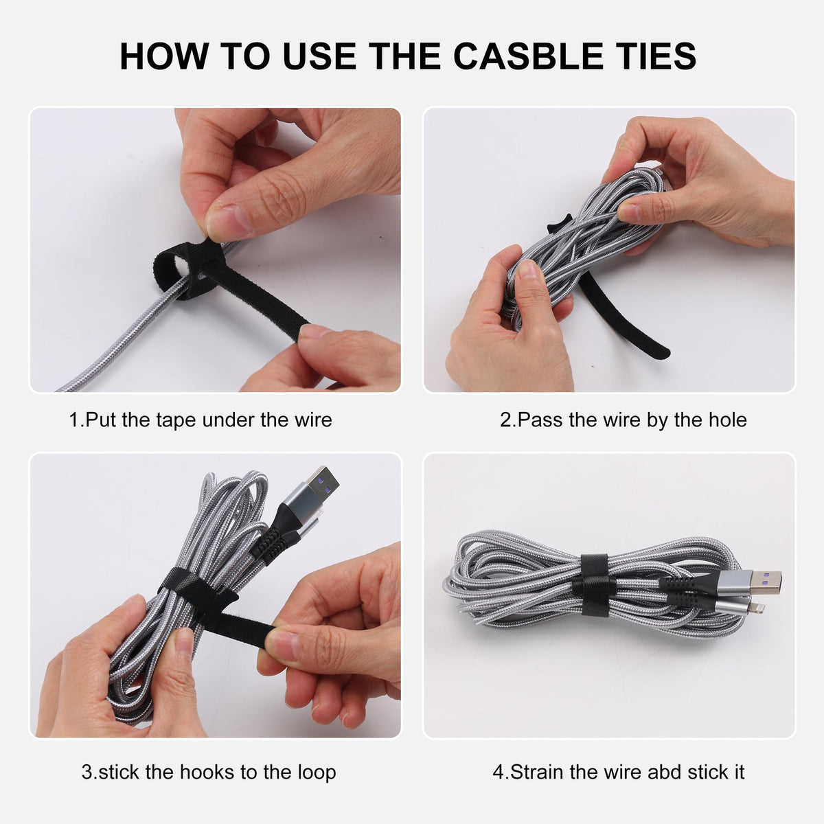 Nettbe Reusable Cable Ties, 126 PCS 6 Inches Adjustable Cord Straps Wire Organizer Cord Wrap and Hook Loop Cable Management
