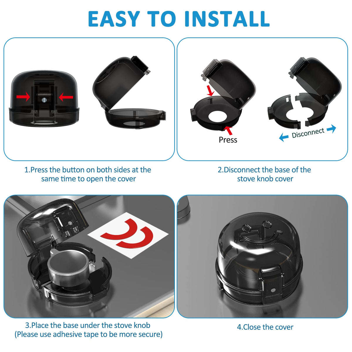 Stove Knob Covers for Child Safety - 5 Pack Babepai Upgraded Double-Key Design Universal Size Baby Safety Gas Oven Knob Covers Stove Guard Baby Proofing