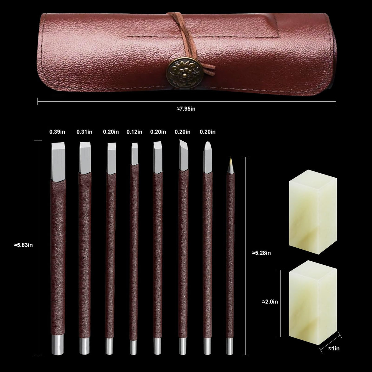 BAIQI Tungsten Steel 8 Pcs Hand Carve Tool Kit for Enthusiast to Engrave Soft Limestone and SlateStone Alabaster Wood Soap Stone Seal Sculpture DIY Craft (10 PCS Carve Tool Set)