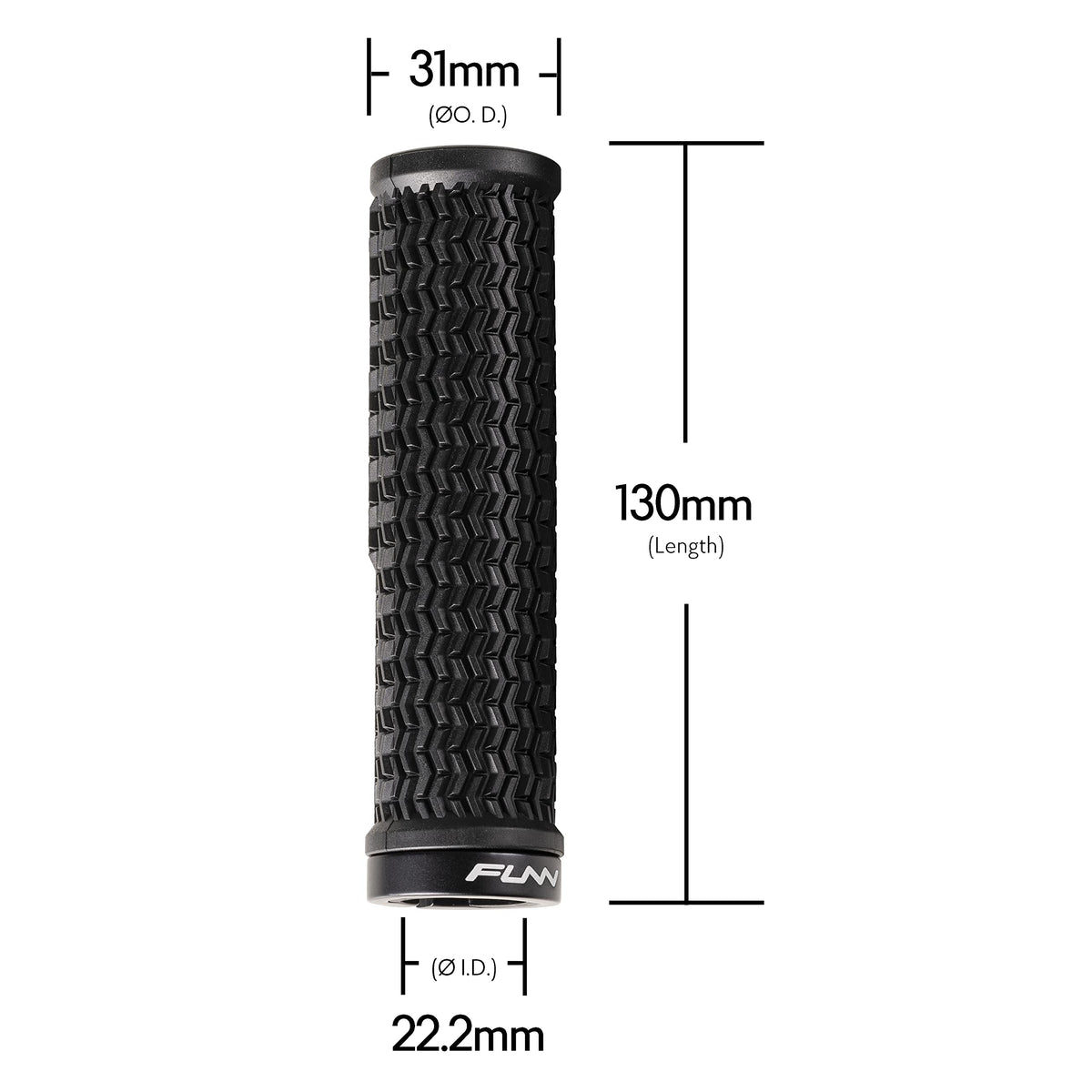Funn Holeshot Mountain Bike Grips with Single Lock On Clamp, Lightweight and Ergonomic Bike Handle Grips with 22 mm Inner Diameter, Hardened End Bicycle Handlebar Grips for MTB/BMX (Red)