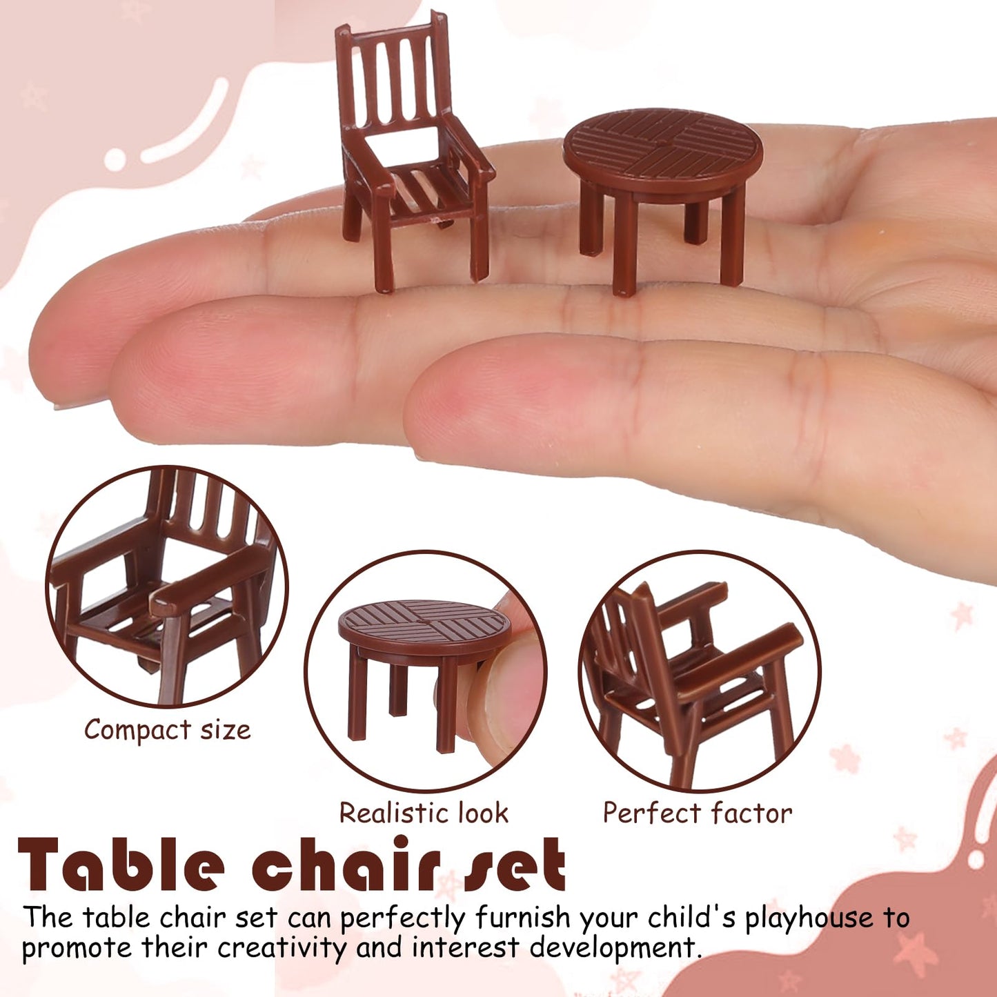 4 Sets Dollhouse Furniture - 1/50 Scale Miniature Dollhouse Table and Chairs Plastic Mini Dining Room Table Chairs for Fairy Garden Doll House Accessories