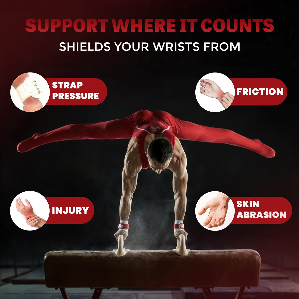 Reisport Wristbands, White Gymnastics Wristbands, UNISEX, ONE SIZE, 5 Inch, Wrist Protection, Gymnastics Grips, Sweatbands