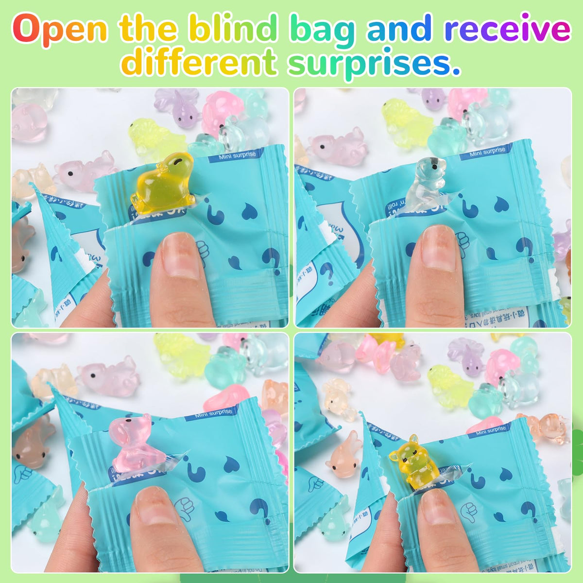 Nixegym (100PCS) Mini Glow in The Dark Animal Resin Models, Mystery Resin Animals Blind Bag for Birthday Party Gift, DIY Crafts, Ornaments, Random Design