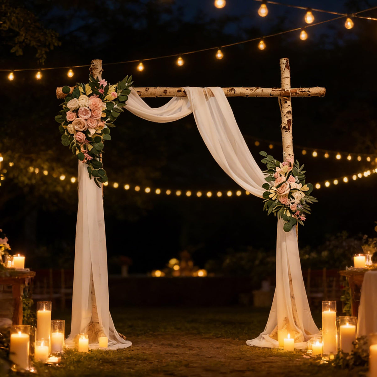 Garvee Arch Flowers with Drapes Kit (Pack of 3) - Includes 2Pcs Artificial Flower Arch Decor & 1Pcs Drapes, for Wedding Ceremony Bouquets Reception Backdrop Decoration, Pink