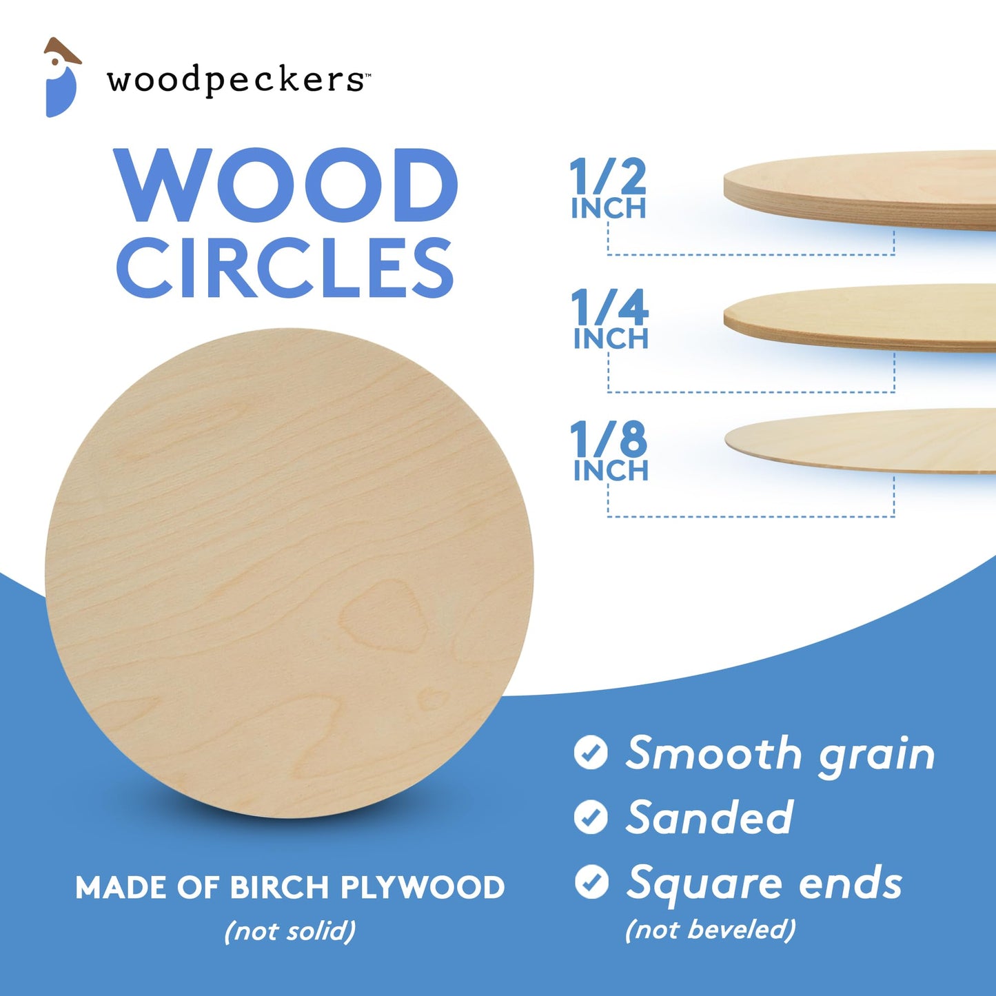 Wood Circles 13 inch 1/2 inch Thick, Unfinished Birch Plaque, Pack of 1 13 inch Wood Circle for Crafts and Blank Sign Rounds, by Woodpeckers
