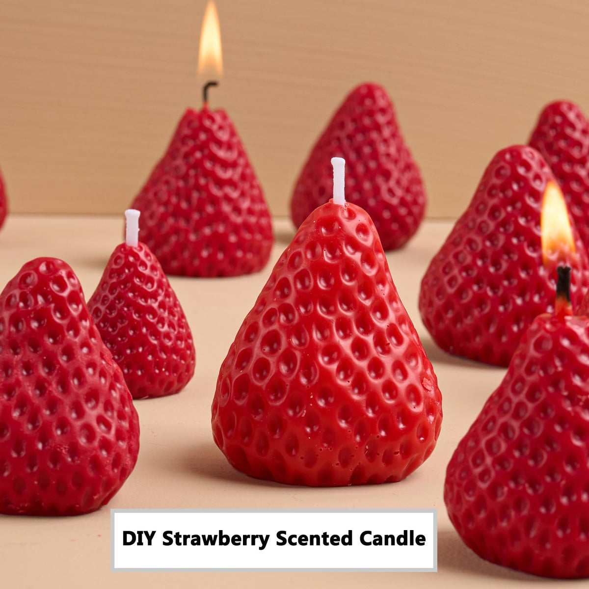 3D Strawberry Grape Silicone Molds, 3 Sets Strawberry Soap Candle Molds with 3 Leaf Molds & 200Ft White Cotton Rope for Soap Making, Scented Candle DIY & Craft Gifts