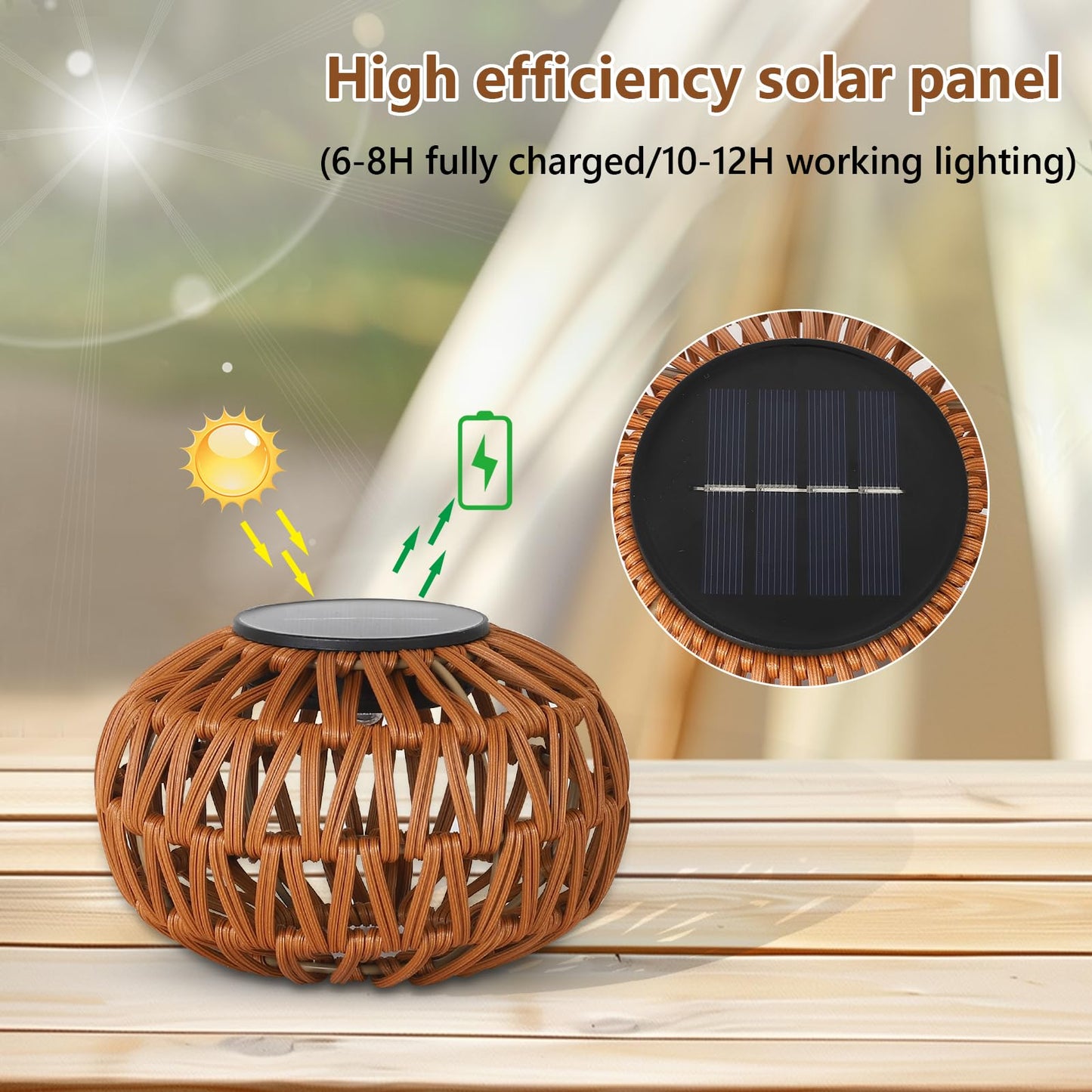 2 Pack Solar Lanterns Outdoor Waterproof, Outdoor Table Lamp Decor, Rattan Solar Lights Decorative, Small Tabletop Lantern Gifts for Mom, Grandma, Lantern Lights Outside for Garden, Yard, Steps