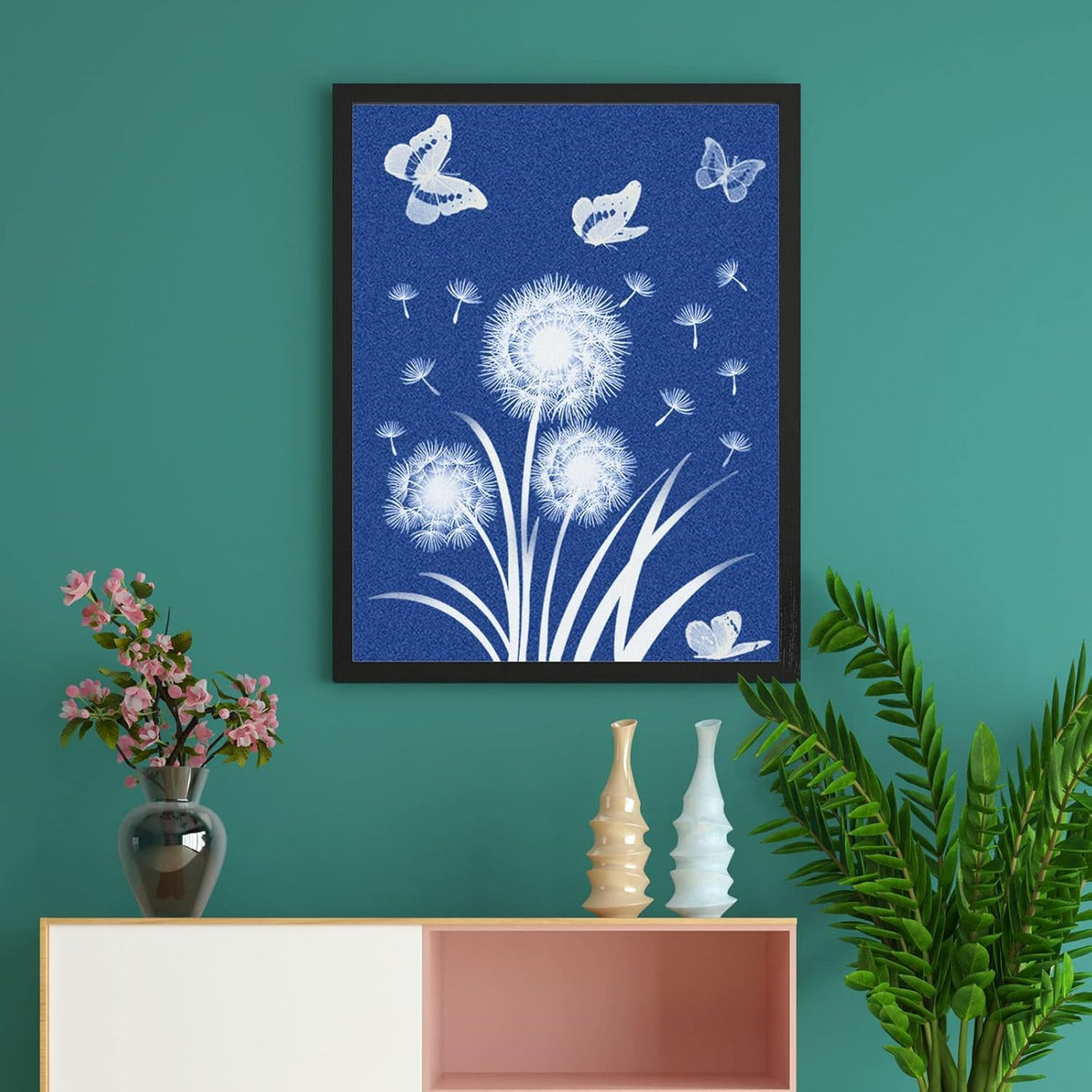 Sun Print Paper Kit Cyanotype Paper, 60 Sheets Cyanotype Papers with 1 Sheet Acrylic Panel, High Sensitive Nature Solar Activated Printing Art Supplies for Arts Crafts DIY Project