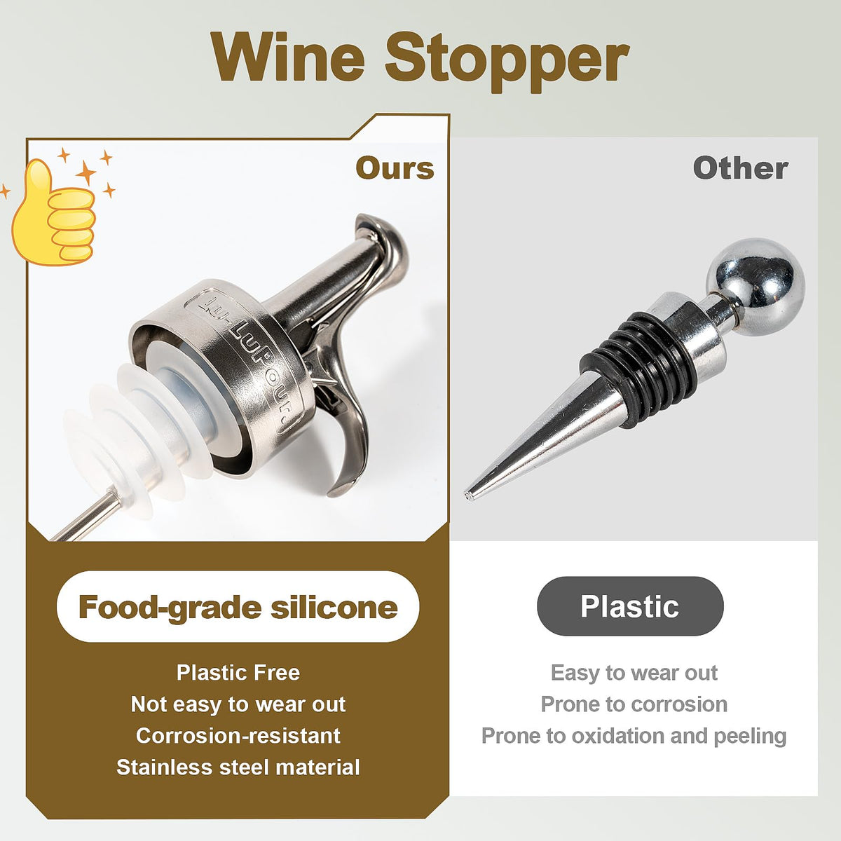Wine Stopper & Pourer 2 in1, Suitable for Alcohol, Wine for Best Christmas and Birthday Gifts