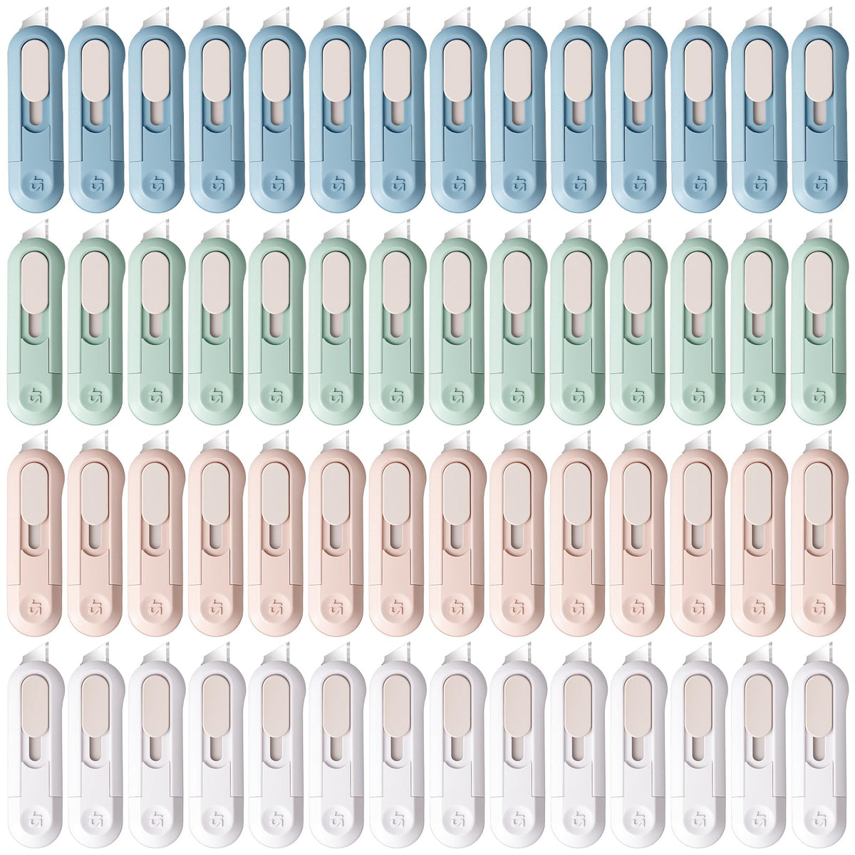 Ckhoid 60 Pcs Mini Box Cutter Bulk, Retractable Box Opener, Easy Slide Cute Utility Knife for Opening Daily Express Boxes, Wrapping, Envelopes, Packages, Paper Tape, DIY Craft, Office Home (Mixed)