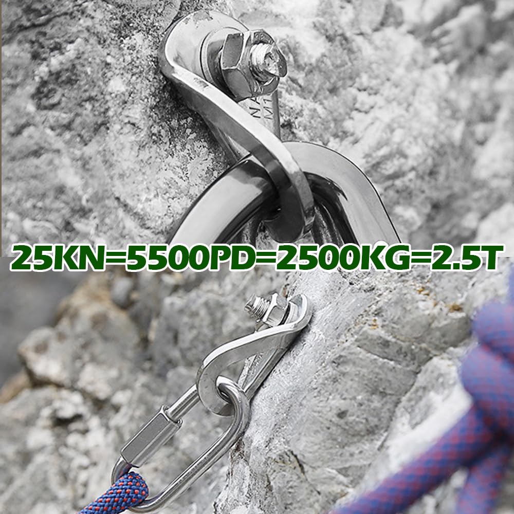 YERGOFE Climbing Holds Anchor Set - 6 PCS - Stainless Steel Bolt Hanger and Bolt Heavy Duty Climbing Holds Weight 2500KG for Indoor Outdoor Climb Train (12MM)