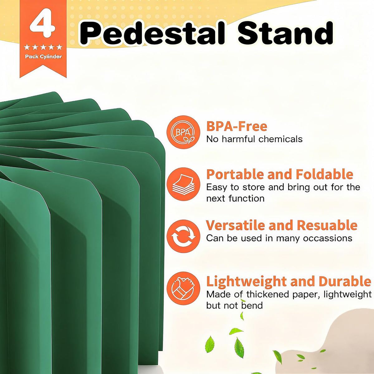 Wdpqyy 4 Pack Foldable Buffet Risers, Cardboard Cylinder Stands Food Display Risers with Acrylic Plates, Cake Cupcake Stands for Buffet Table, Dessert Table, Party Wedding Birthday Decor (Green)