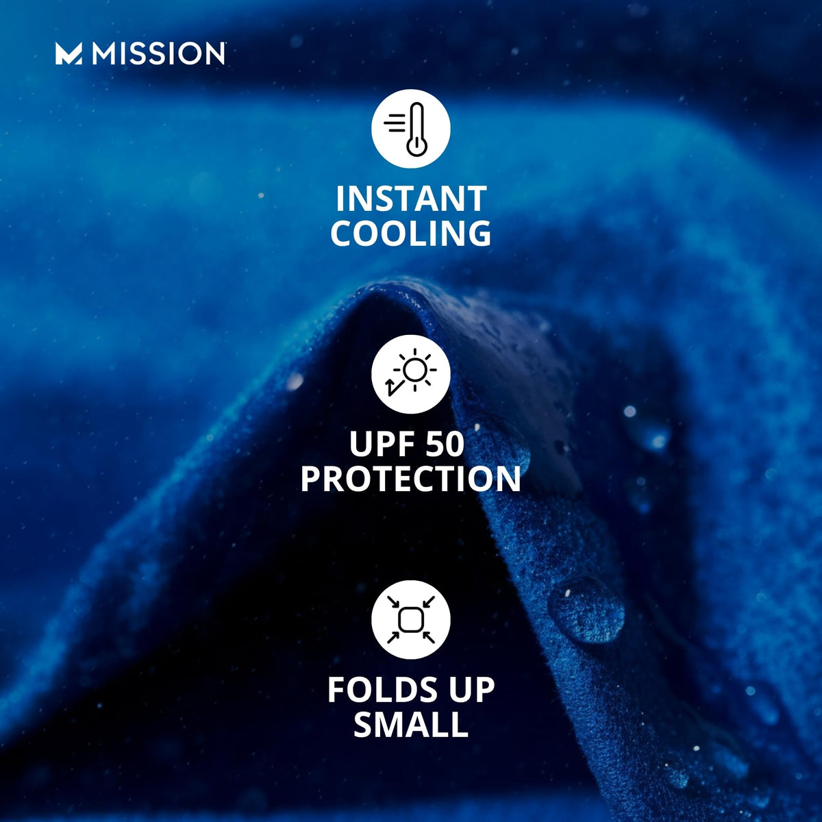 MISSION Max Plus Cooling Towel- Soft, Durable Microfiber - Cools Up to 3 Hours - UPF 50 Sun Protection - Machine Washable (MISSION Blue)