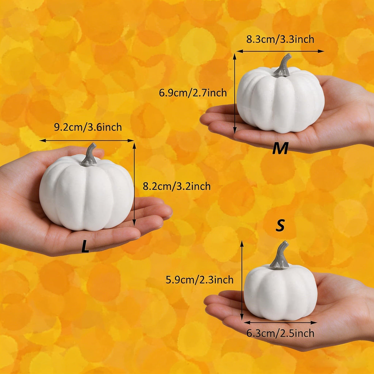 Orgrimmar 12PCS Realistic Artificial Pumpkins Lifelike Fake Pumpkins Table Fireplace Decor for Fall Harvest Wedding Halloween Thanksgiving (White, 12PCS)