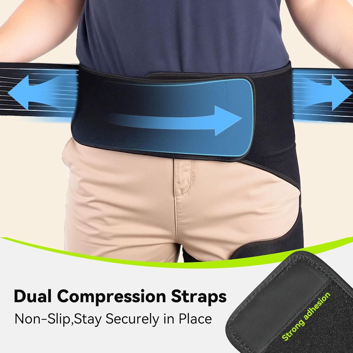 SOLOEVER Hip Brace for Women & Men, Sciatica Pain Relief Devices, Adjustable Compression Wrap Support for Arthritis, Pulled Thigh, Hip Fleхоr Strain, Groin Injury, Hamstring Pull (Black, Right)