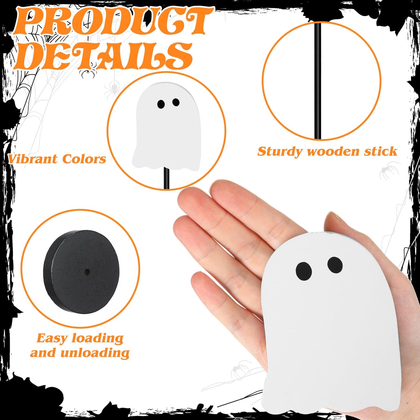 Briwooody 6 Pcs Halloween Table Decorations Cute Ghost Wooden Signs Halloween Tiered Tray Decor White Ghost Spooky Table Centerpiece Tall Block Sign for Party Home Mantel Shelf Room Decor