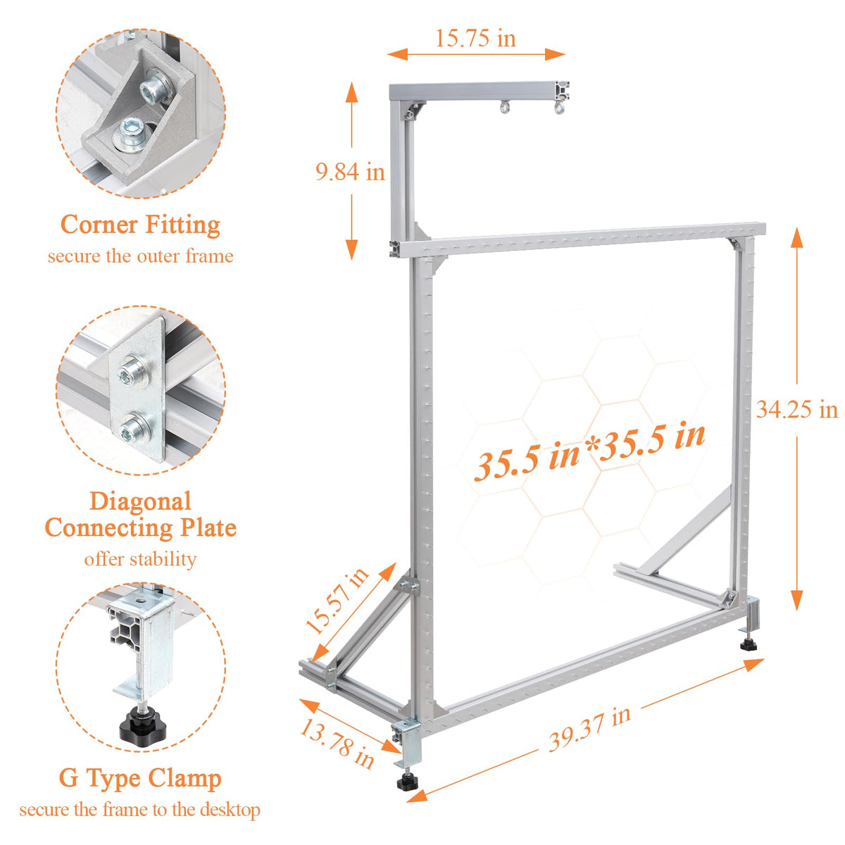 bimiti Tufting Frame, 35.5"x35.5" Large Alumium Metal Rug Tufting Frame, Sewing Embroidery Carpet Making Kit for Adults Rug Making Supplies for Tufting Gun