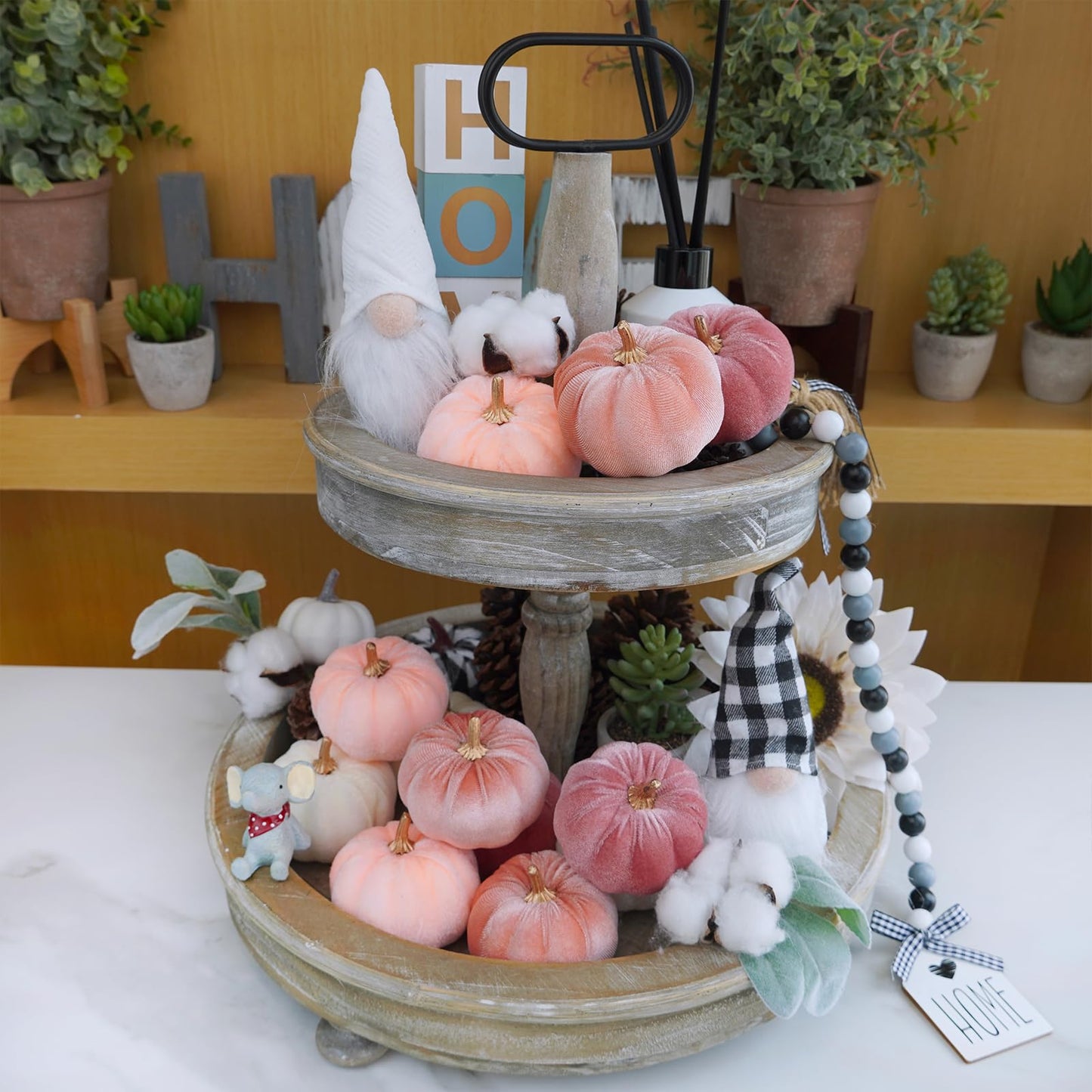 Winlyn 12 Pcs Small Rustic Faux Velvet Pumpkins Decorative Blush Coral Pink Peach Ivory Fabric Foam Pumpkins 3" for Fall Wedding Bbay Shower Thanksgiving Halloween Table Centerpiece Décor