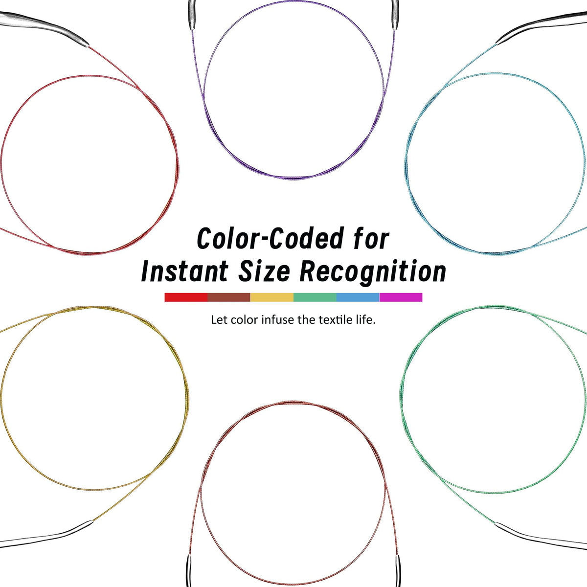 Circular Knitting Needles Set 6 Pairs 40 Inch (100 cm) Stainless Steel Round Needles for Magic Loop Sizes 15 11 9 7 4 1.5 Long Cable for Blankets Sweaters Scarves for Beginners & Knitters