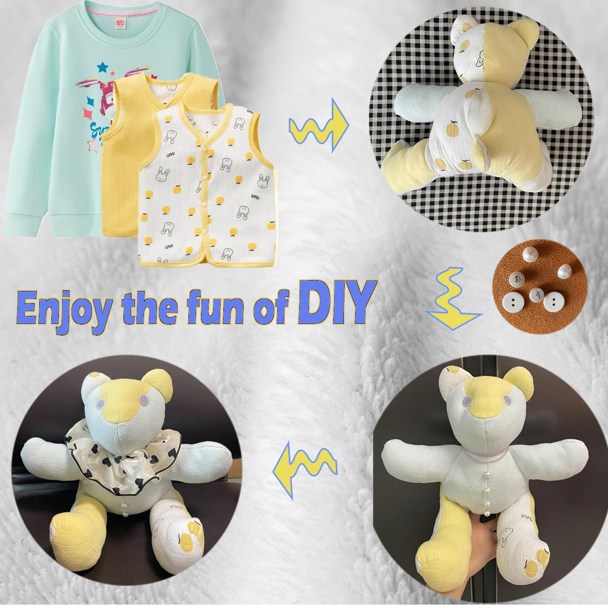 15in/Sitting Height 9in Fosdonge Acrylic Memory Bear Template Ruler Set with Detailed Instructions, Sewing Patterns for Beginners, Teddy Bear Quilting templates (Sitting Height 9in)