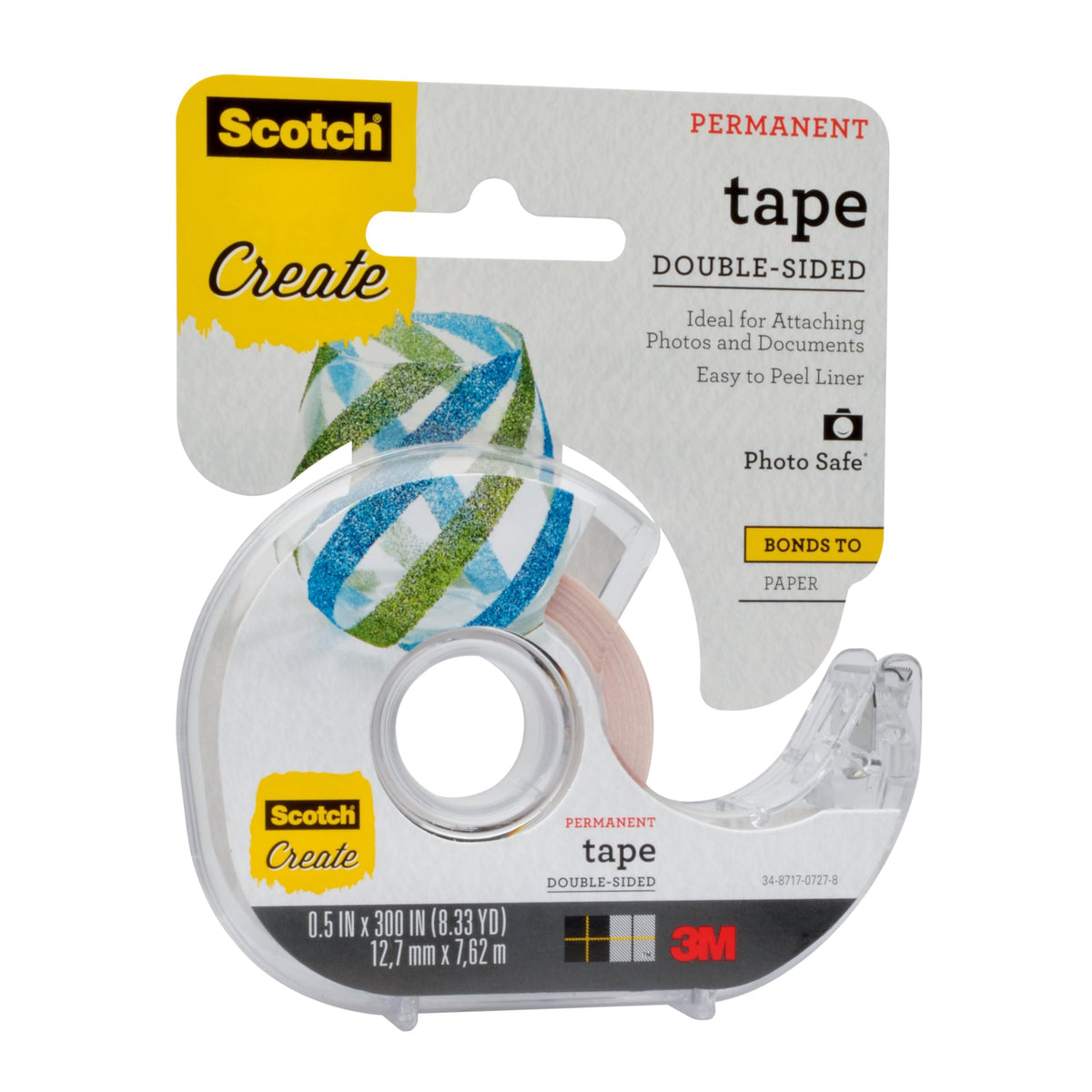 Scotch Create Double-Sided Permanent Tape, 1 Dispenser, 1/2 in x 300 in, Clear, Strong Double Sided Tape for Crafts (002-CFT) (Pack of 2)