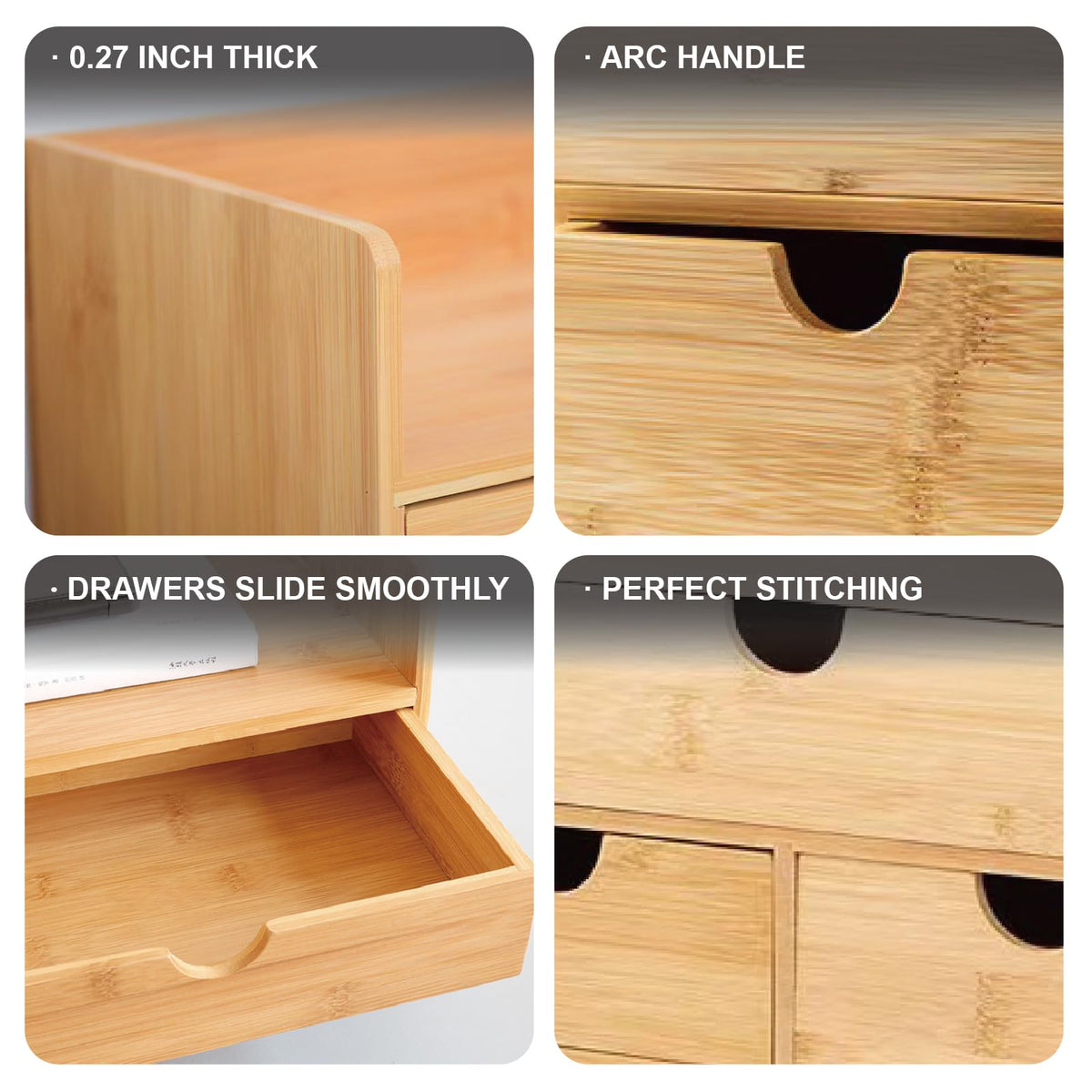 MAGIC BAMBOO 3 Drawer Bamboo Desk Organizer with Shelf – Makeup Storage & Tabletop Organizer for Home Office, Workspace, or Bathroom – No Assembly Required
