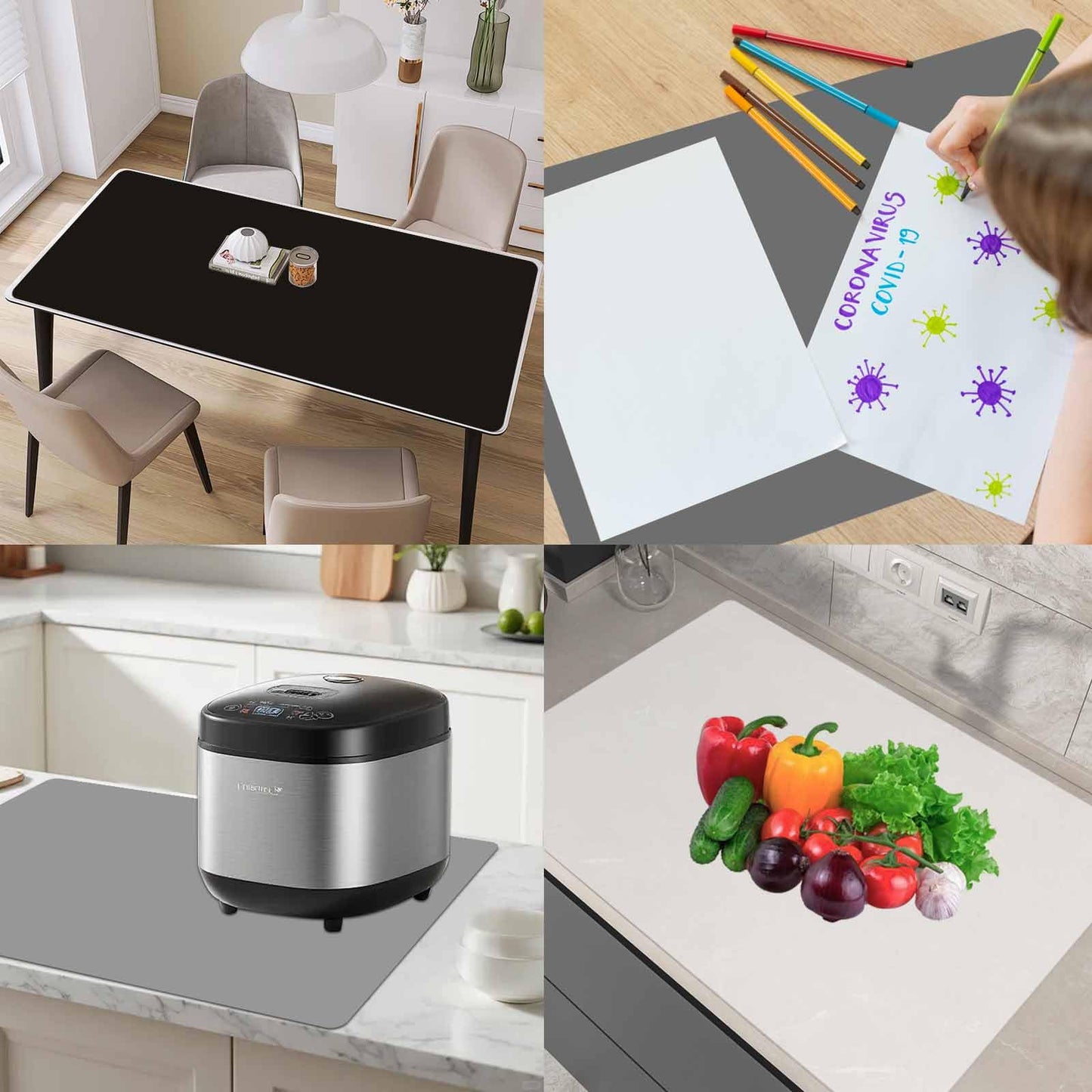 120"x24"(305cmx60cm) Large Silicone Kitchen Counter Mat, Heat Resistant Non-Slip Countertop Protector, Waterproof Multipurpose Mat for Kitchen Island, Semitransparent