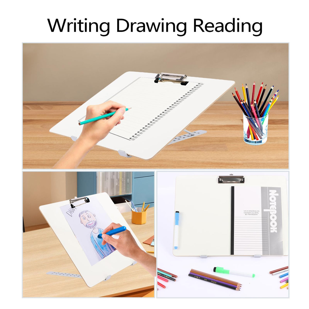 Slant Board for Writing 16 x 12 Inch Adjustable Dry Erase Writing Board Sloped Surface to Improve Handwriting Legibility 20°Slanted Clipboard for Writing Reading Drawing