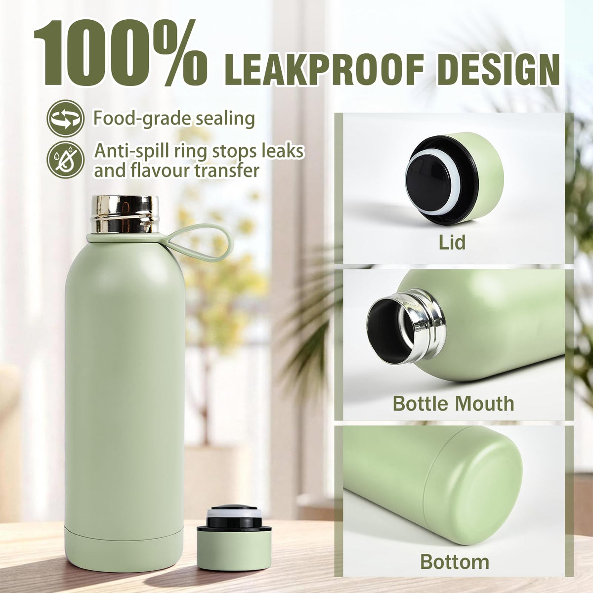 PlanetFlame Sublimation Blanks, 8 Pack 17 oz Tumblers Double-wall Insulated Stainless Steel Water Bottle Sublimation with Silicone Ring Coffee Cups, Matte LightGreen