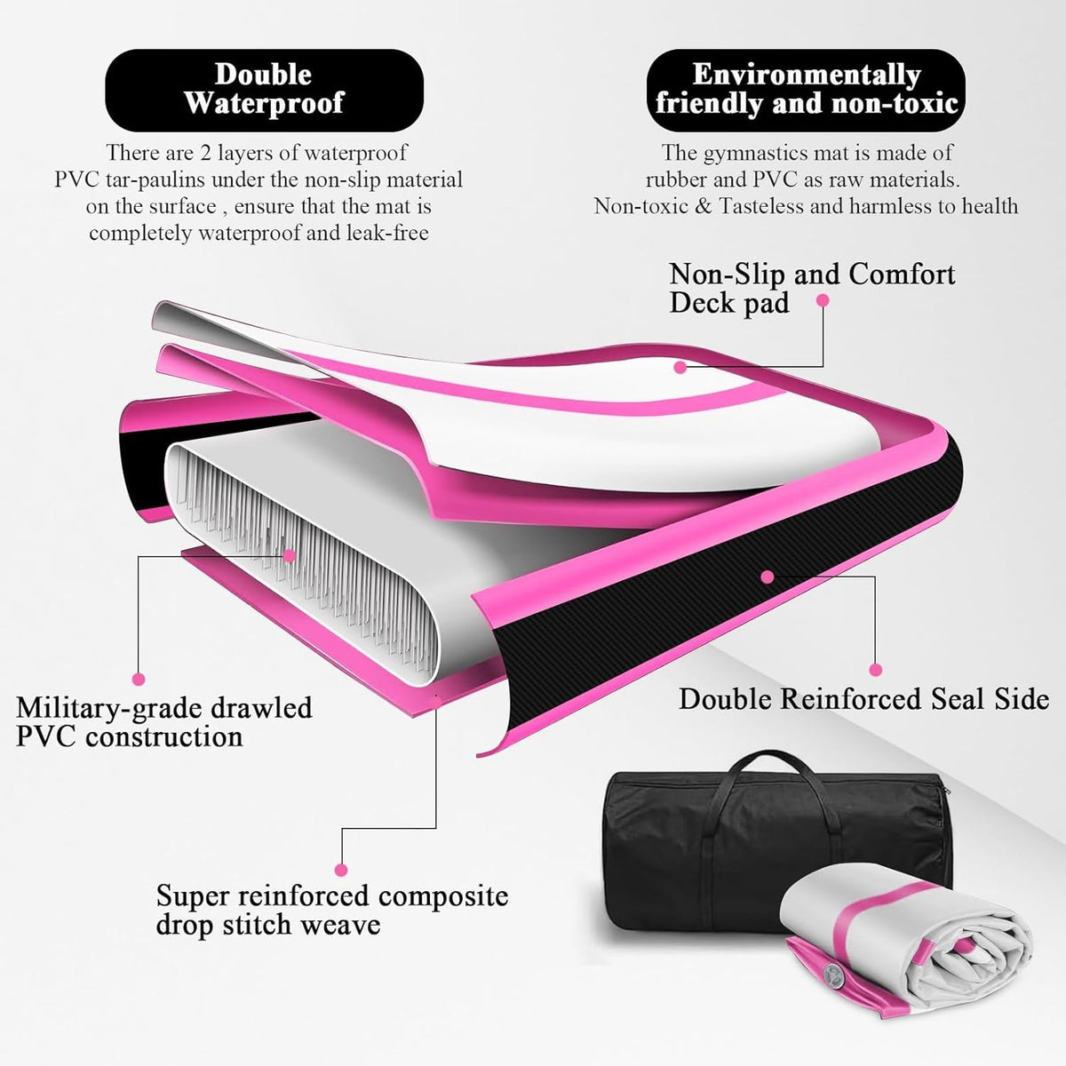 Estgora Gymnastics Mat For Tumbling 6.6ft Tumble Track 4 Inch Thick Inflatable Gymnastic Training Equipment For kids At Home Gym Cheerleading with Electric Pump