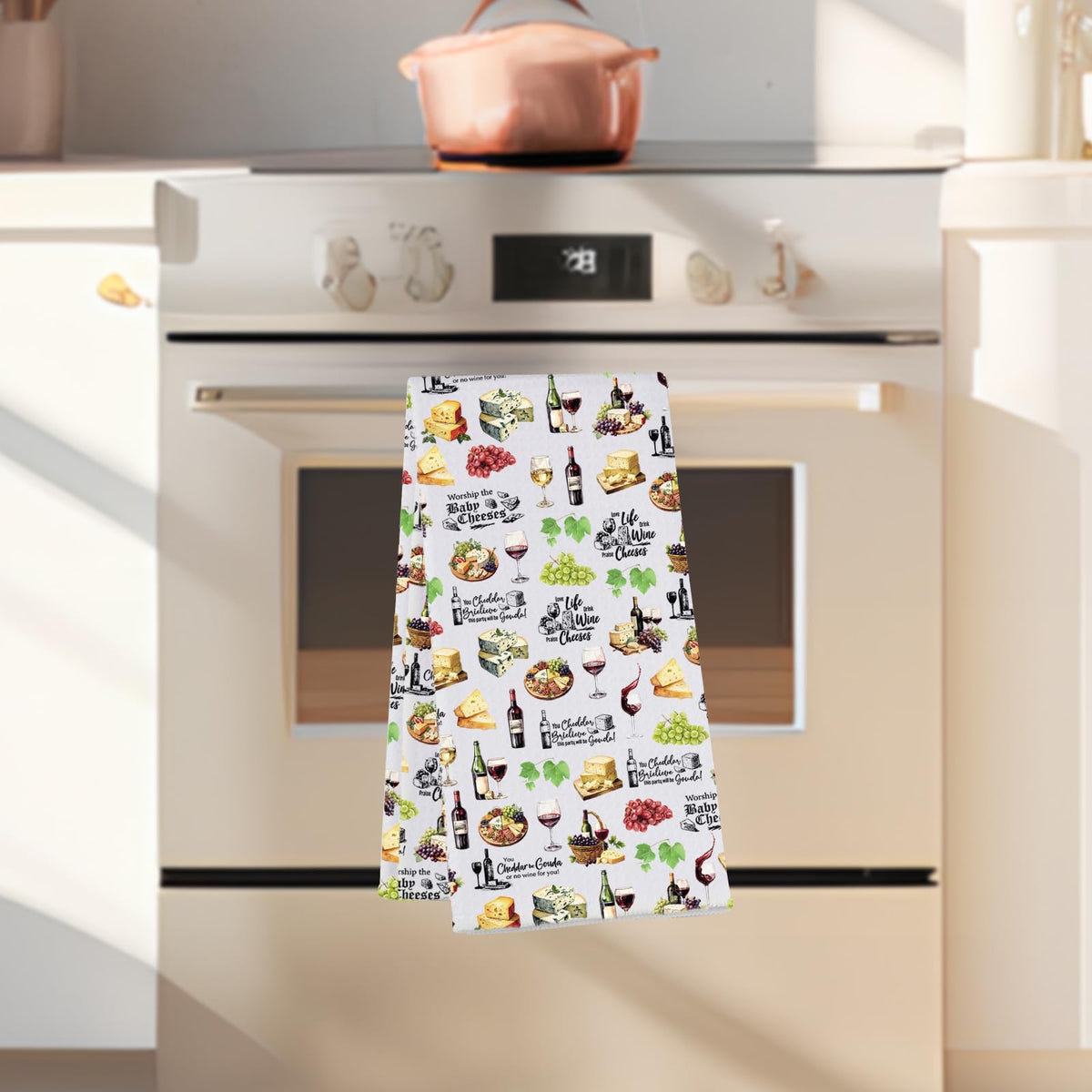 G2TUP Wine & Cheese Kitchen Towels Bartenders Bar Towels Wine & Cheese Lover Gifts Charcuterie Dish Towel (Worship The kt)