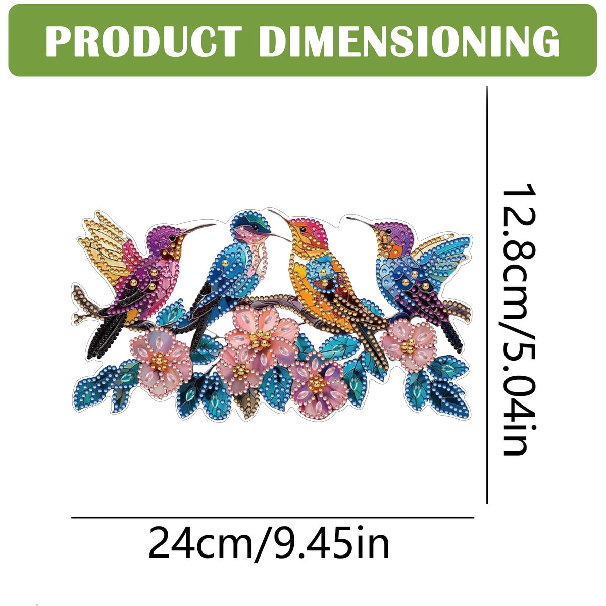 C'eitura 2D Flat DIY Hummingbird Diamond Art - Sparkling Diamond Art Painting Wall Decor, Nature Inspired Home Hanging Art for Living Room & Bedroom