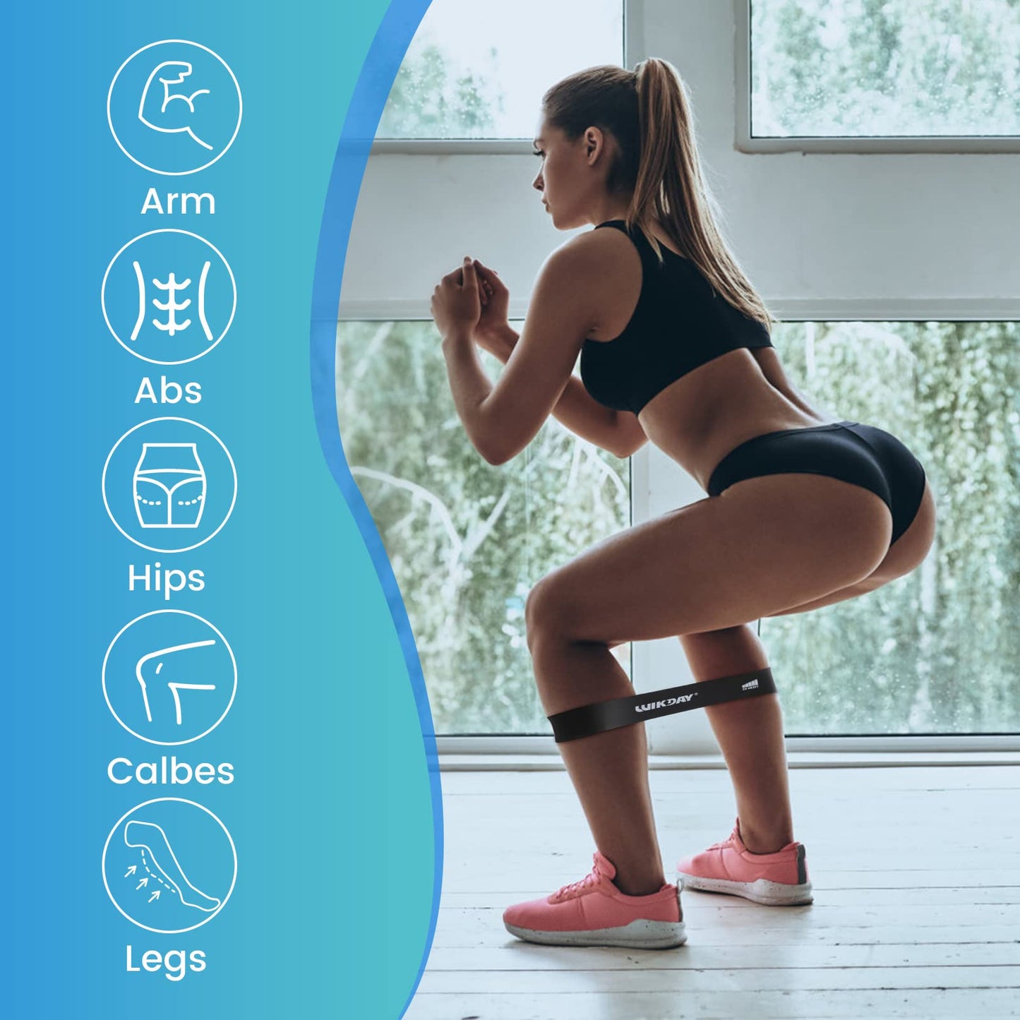 WIKDAY Exercise Resistance Bands with Handles for Working Out, 10-150 Lbs Workout Bands Loop Bands Set with Door Anchor for Physical Therapy, Yoga, Pilates
