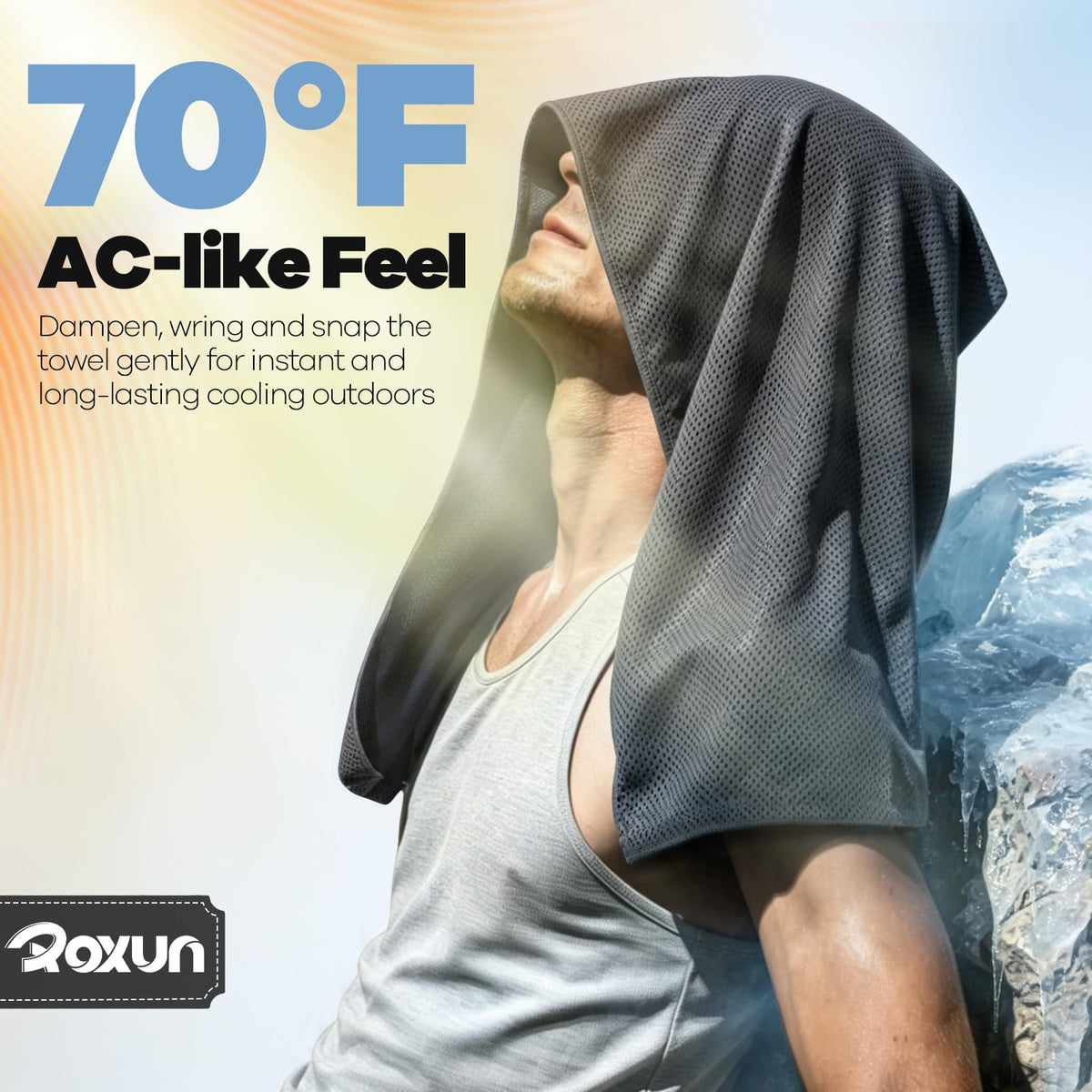 ROXUN 4 Pack Cooling Towels, 40''x12'' Soft Breathable Chilly Neck Ice Towel for Workout Running Golf Gray+Dark Gray+Pink+Light Pink