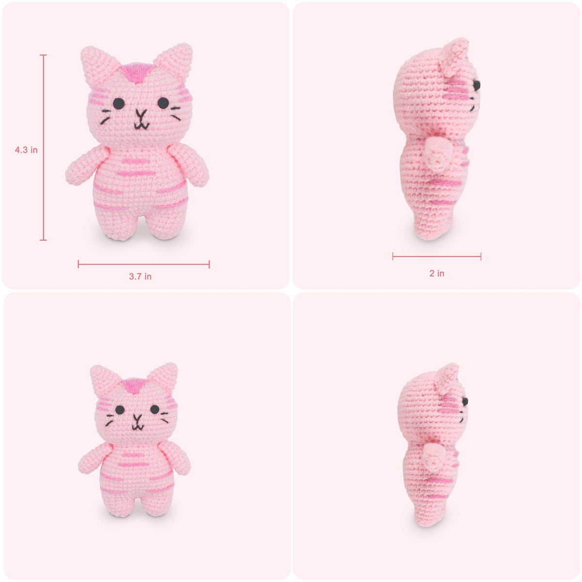 HOUSE CREATIVITY Cat Crochet Kit for Beginners – Make a Variety of Adorable Kittens, Amigurumi Crochet Starter Kit with Yarn, Eyes & Step-by-Step Video Tutorial, DIY Craft for Cat Lovers