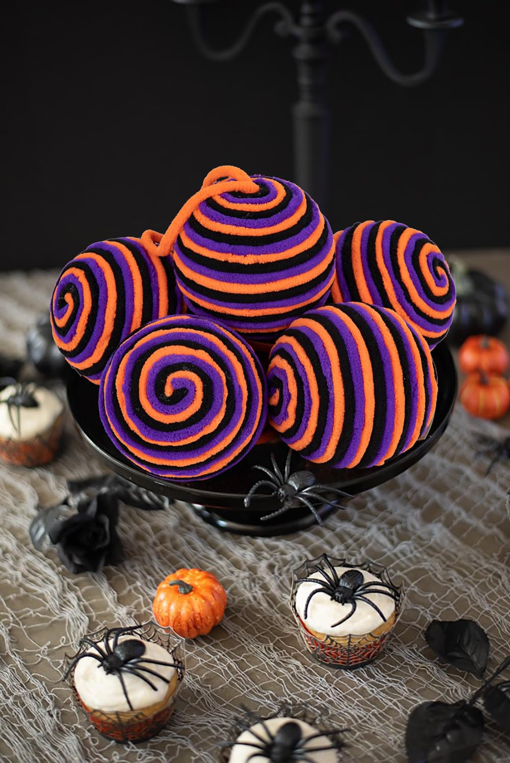 Briful 3.94'' Halloween Ornament Balls, 6PCS Large Decorative Yarn Balls Decorative Hanging Ornaments with Strings for Halloween Tree Thanksgiving Home Table Vase Bowl Decor