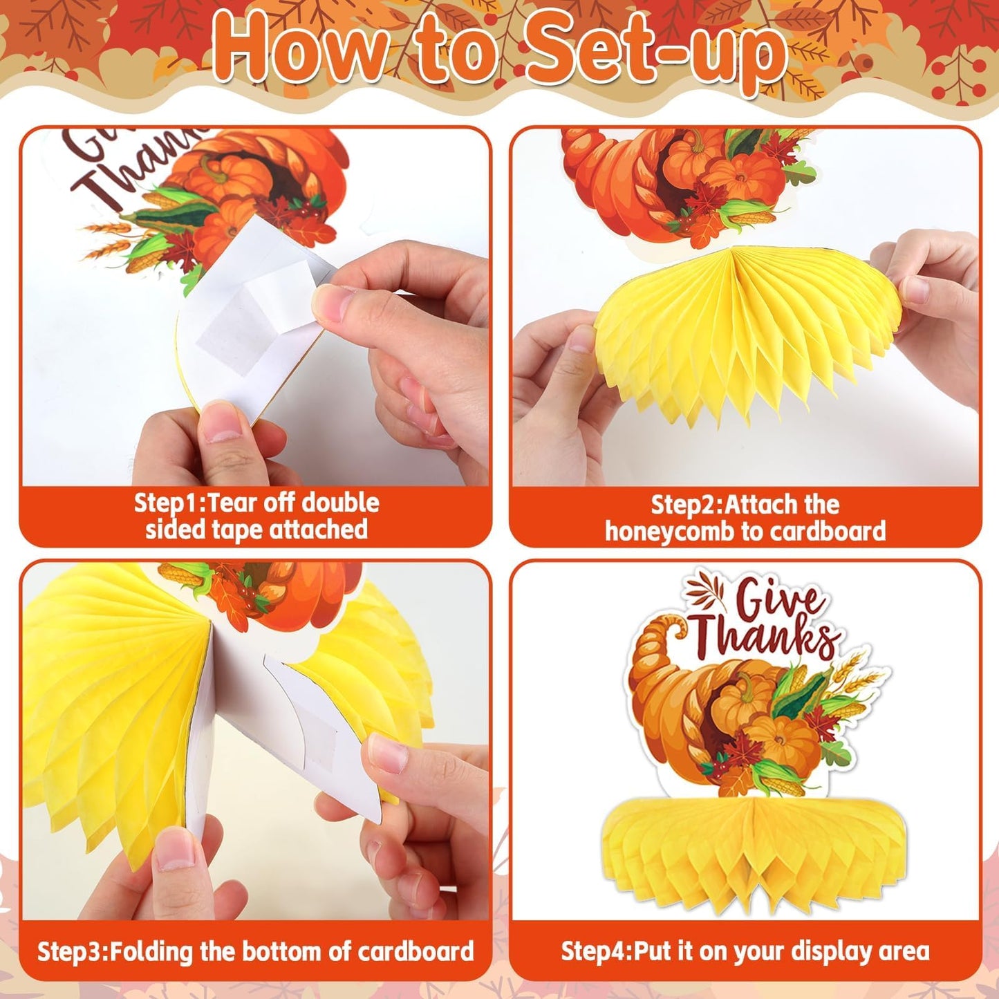 10pcs Thanksgiving Table Decorations Thanksgiving Honeycomb Centerpiece Party Decoration Thanksgiving Banner Set Fall Table Decor Turkey Pumpkin Truck for Autumn Theme Thanksgiving Party