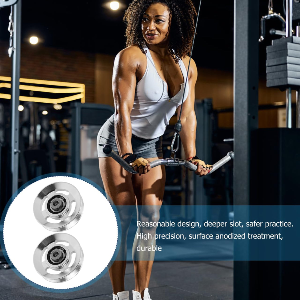 ULTECHNOVO 2-Pack 3.46" Aluminum Alloy Cable Pulley Wheels, Deep-Groove Quiet Bearings for Smooth Home Gym Machine Replacement, Fits LAT Pulldown, Triceps Pushdown & Cable Crossover
