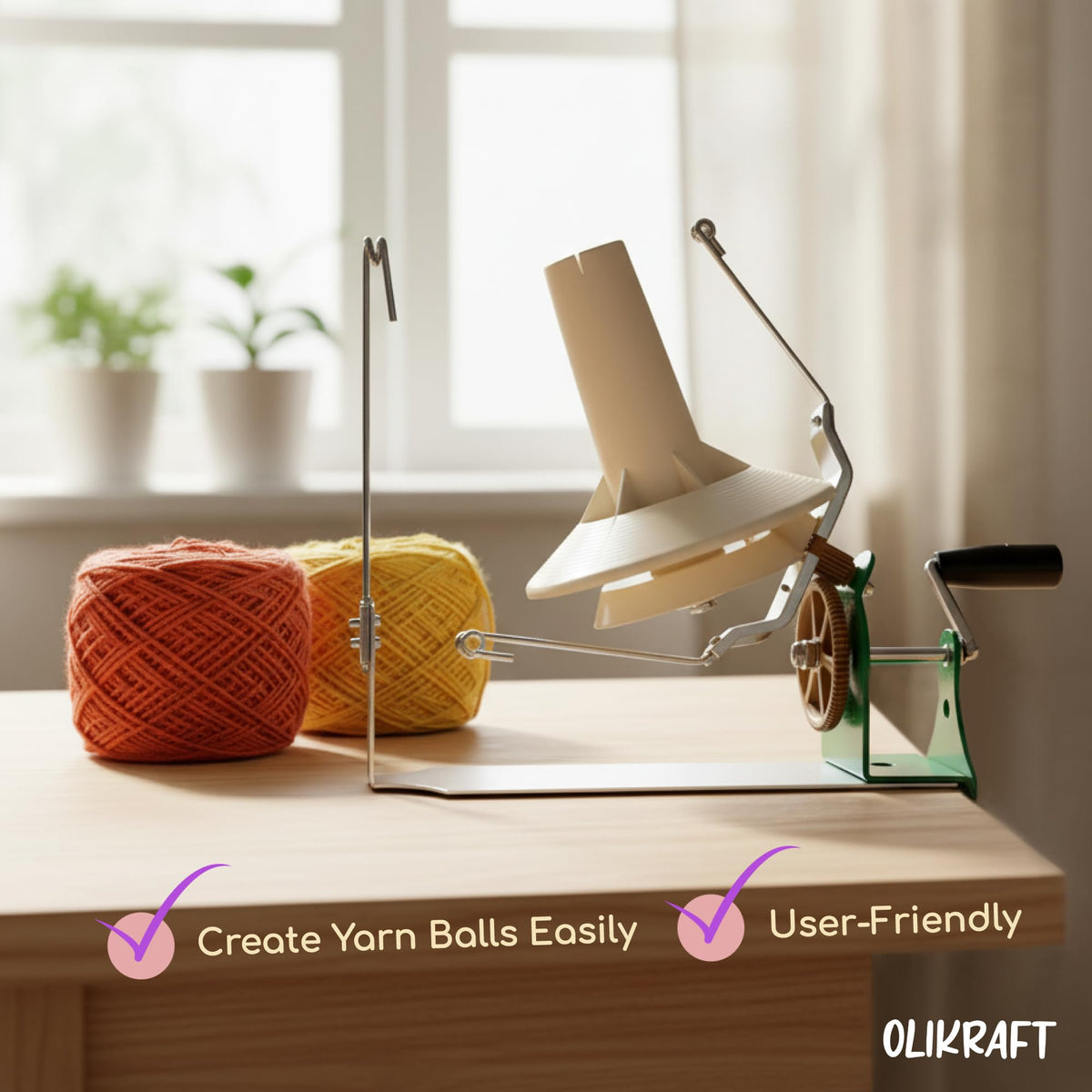Olikraft Large Yarn Winder Large Capacity 10 oz - Hand Operated Metal Jumbo Yarn Winder - Durable Crochet Tools & Accessories