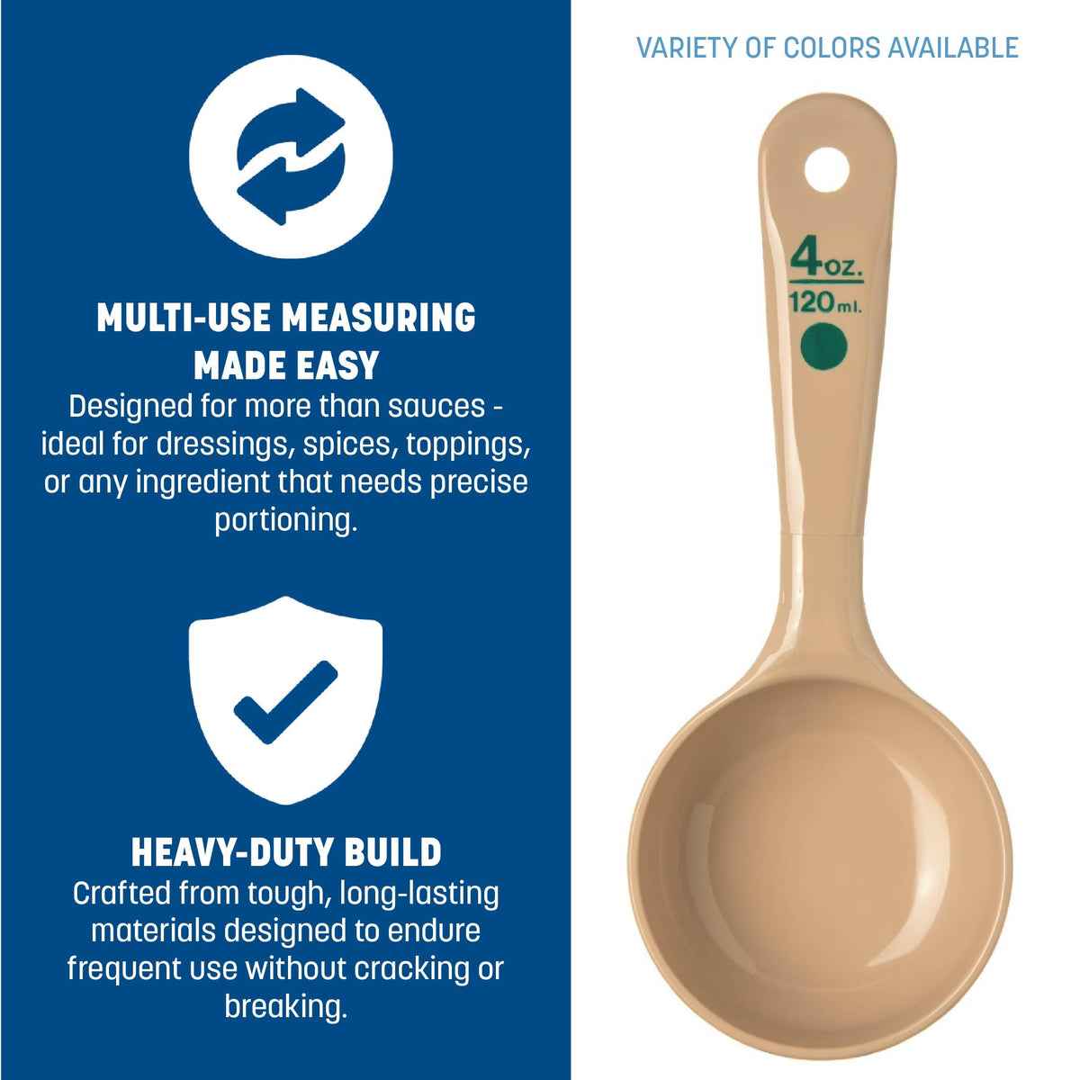 Carlisle FoodService Products Short Handle Portion Control Spoon 4 Ounces Beige