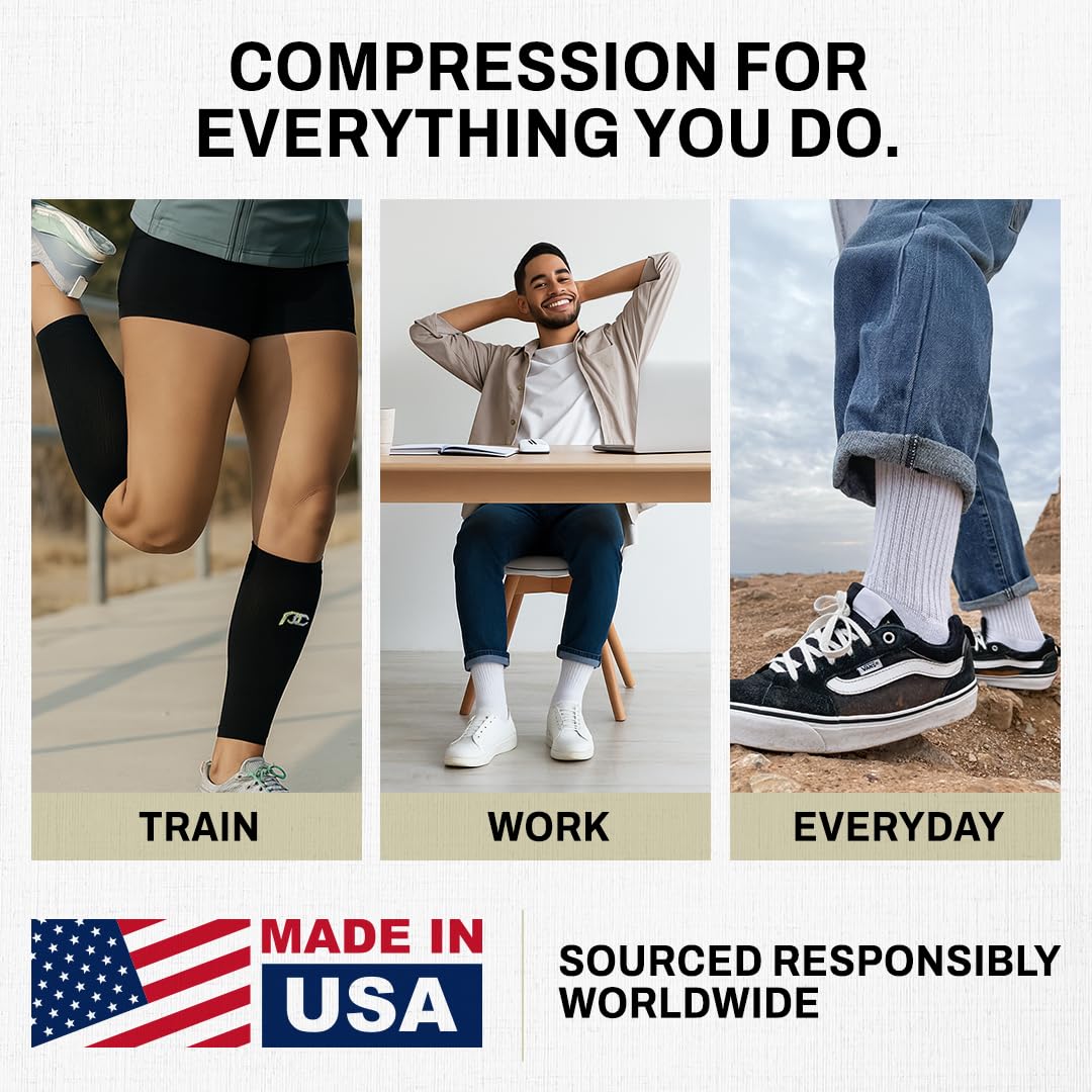 ProCompression Compression Calf Sleeves for Men & Women - Shin Sleeves for Shin Splint Relief, Travel, and Running Support - Navy Over White (Small/Medium)