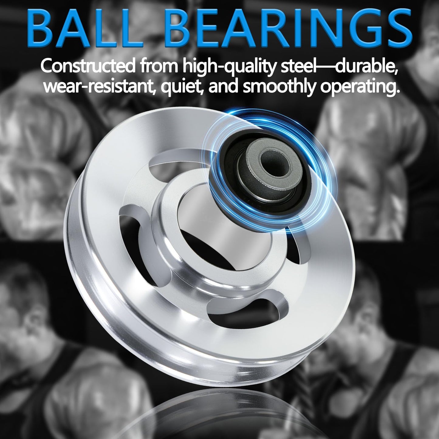 BESTEEL 12pcs 90mm Universal Aluminum Pulley Wheel for Gym Equipment, Silent Cable Machine Replacement Part,Heavy Duty Undeformable Fitness Aluminum Alloy Bearing Gym Pulley Wheel for Home Gym(Silver)