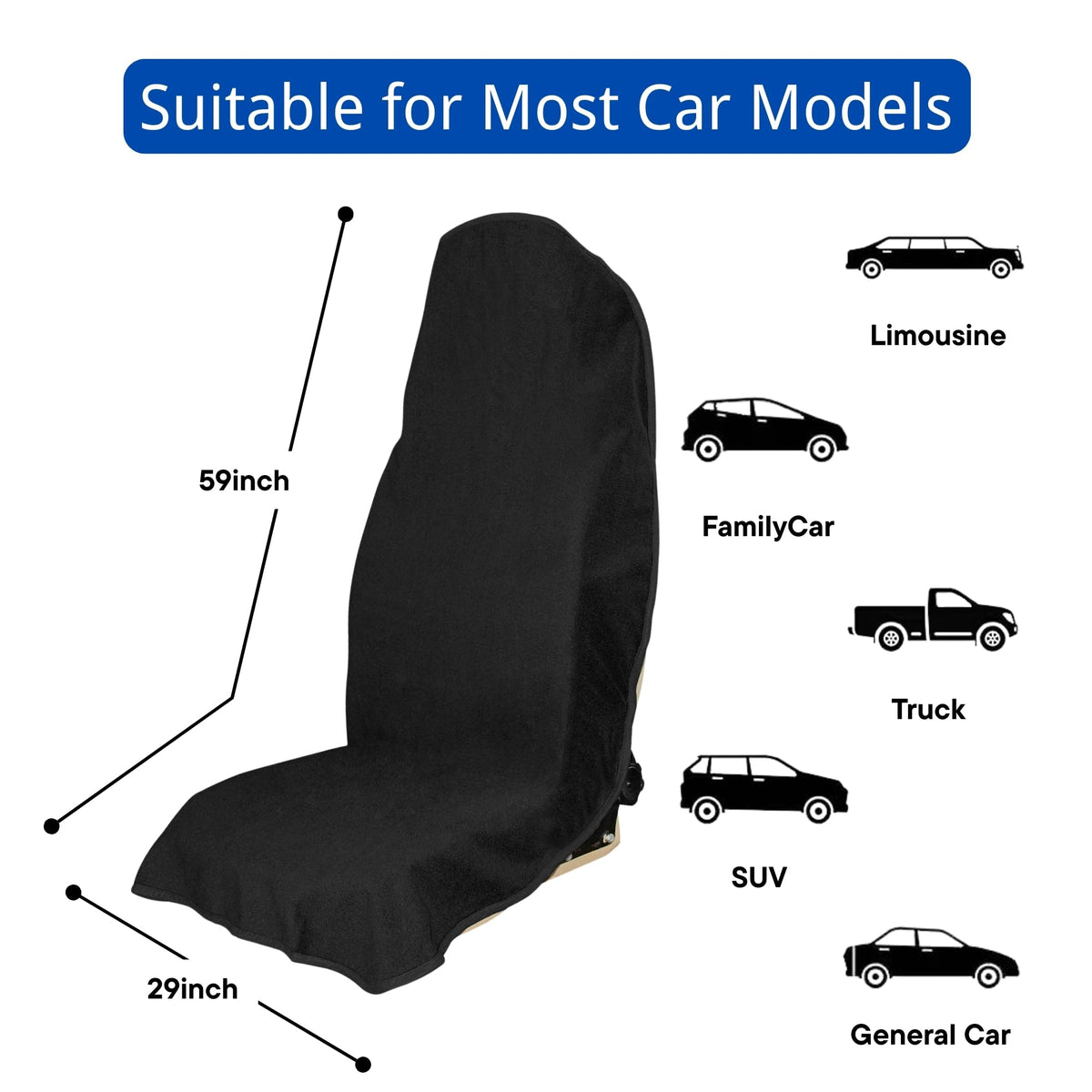 Hirritale Waterproof Car Seat Cover for Front Seats, Protector for Cars SUVs Trucks, Sweat Towel Seat Covers Bucket for Gym,Workout,Beach,Hiking,Running and Swimming (Black, 2PCS)