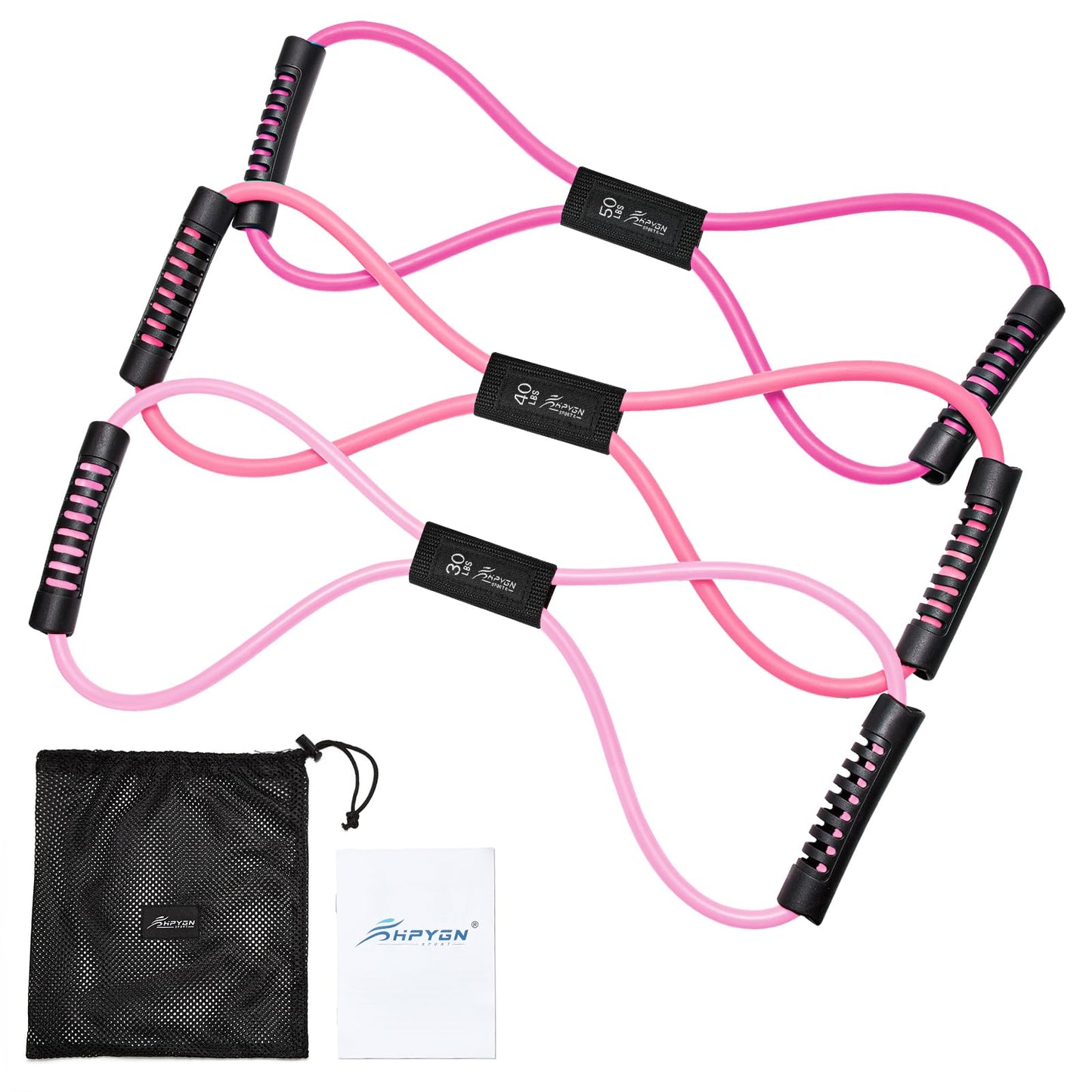 Figure 8 Resistance Band, Resistance Bands for Arms, Back, Shoulder Stretcher Exercise Bands with Handles, Upper Body Workout Equipment Set of 3 for Yoga Pilates Stretching Physical Therapy