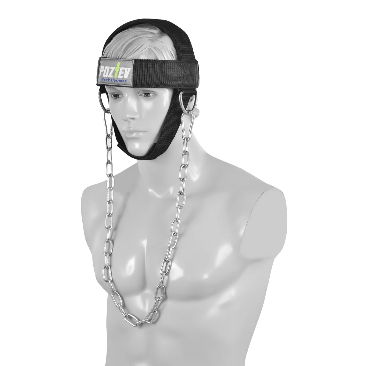 POZTEV Neck Harness with Heavy-Duty Chain - Adjustable Head and Chin Straps for Neck Strength and Pain Relief