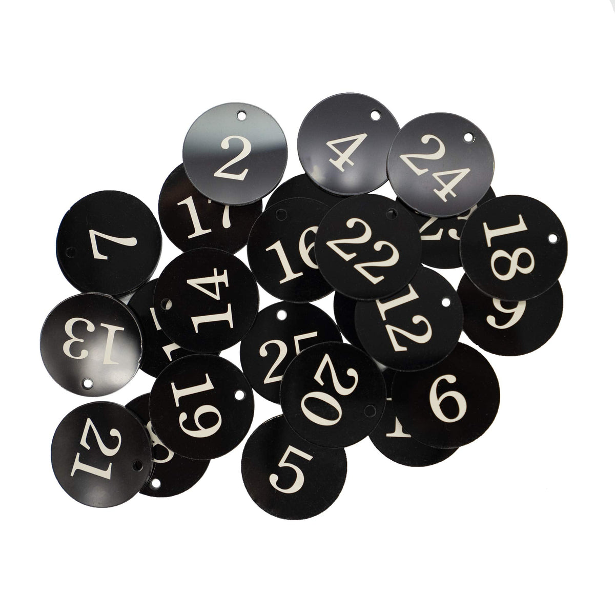 StayMax Acrylic ID Number Tags Key Tags with Key Rings Black (0-10)